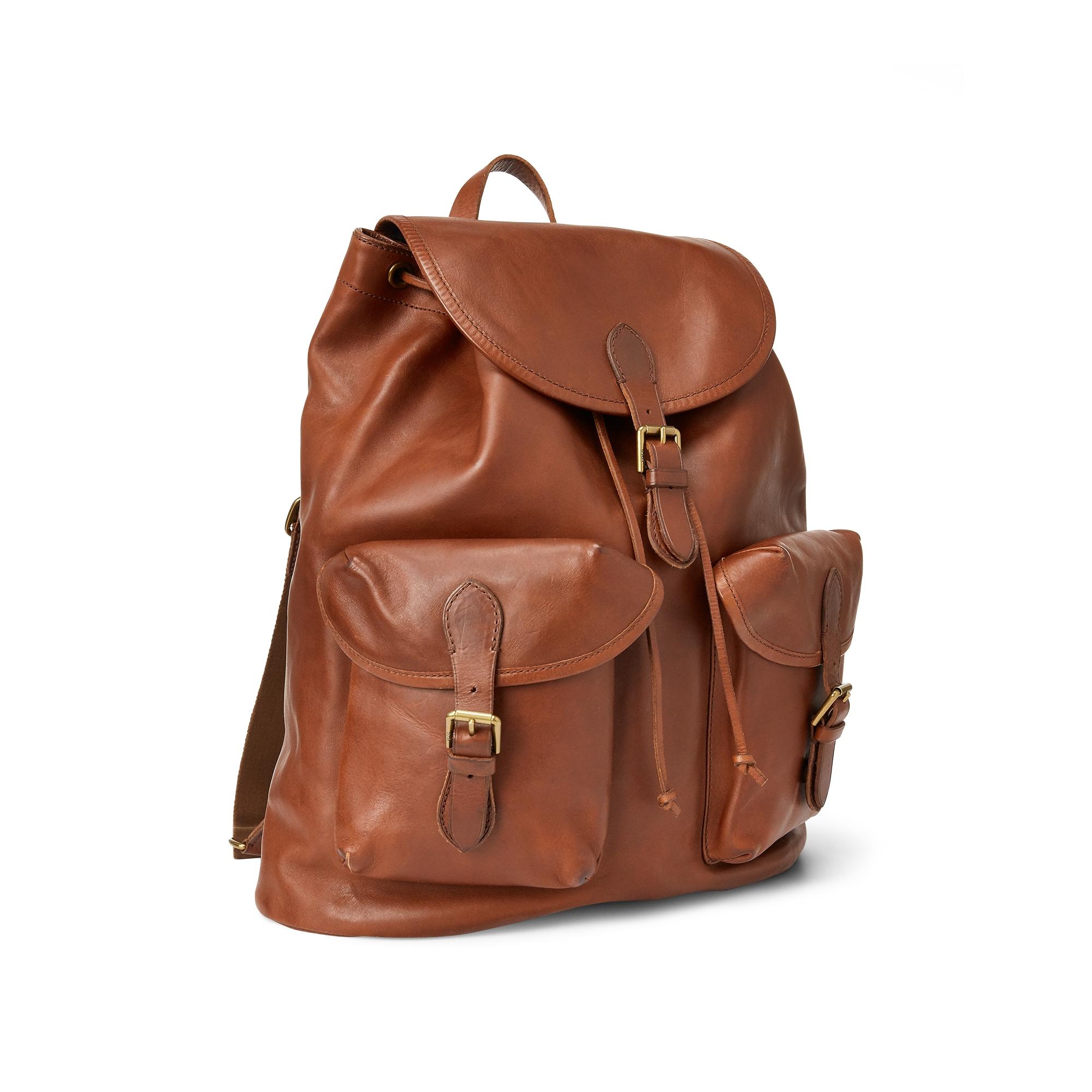 Polo Ralph Lauren Heritage Leather Backpack in Brown for Men - Lyst