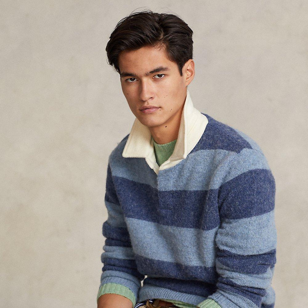 Polo Ralph Lauren Striped Wool Rugby Jumper in Blue for Men | Lyst