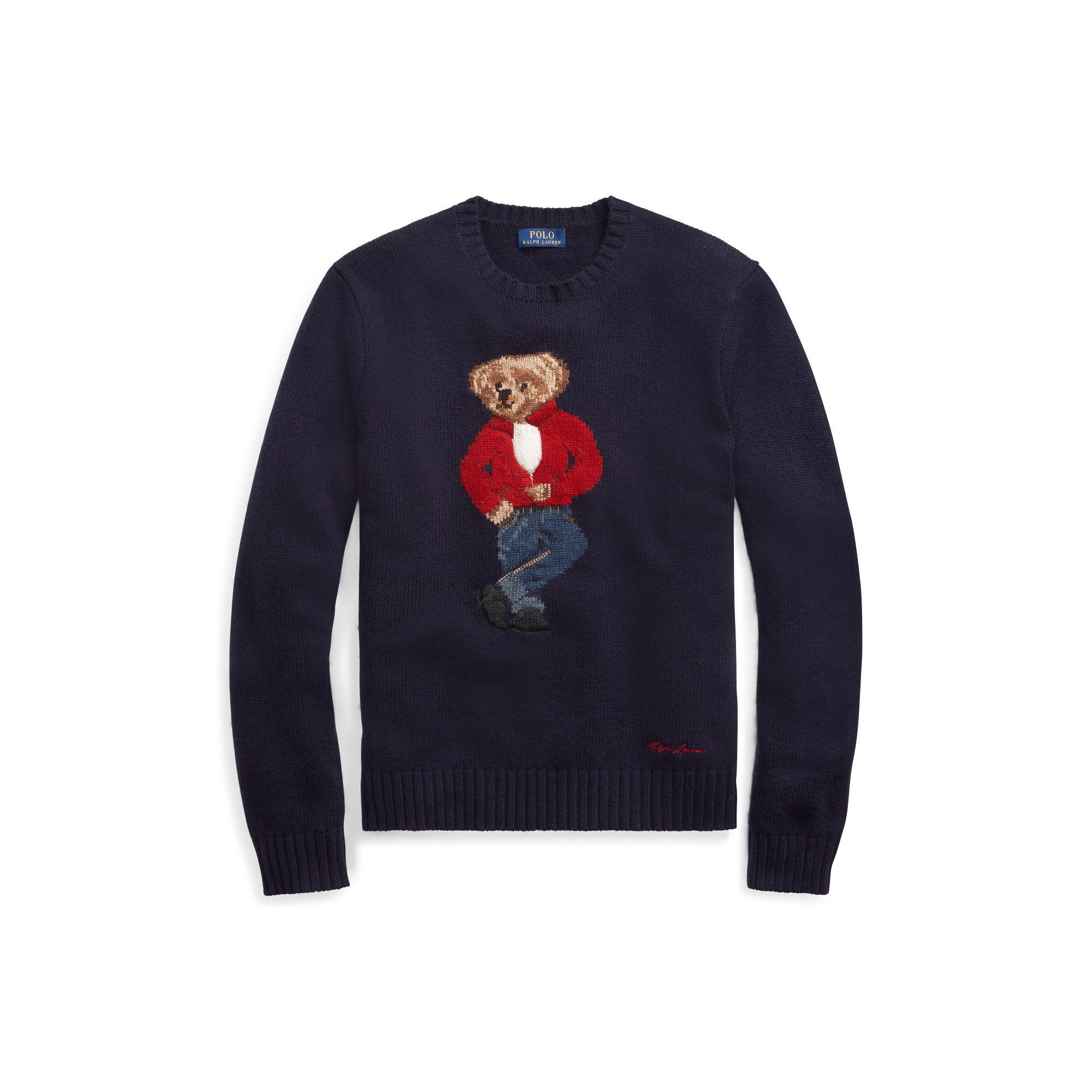 Lyst - Polo Ralph Lauren Polo Bear Wool Sweater in Blue for Men - Save ...
