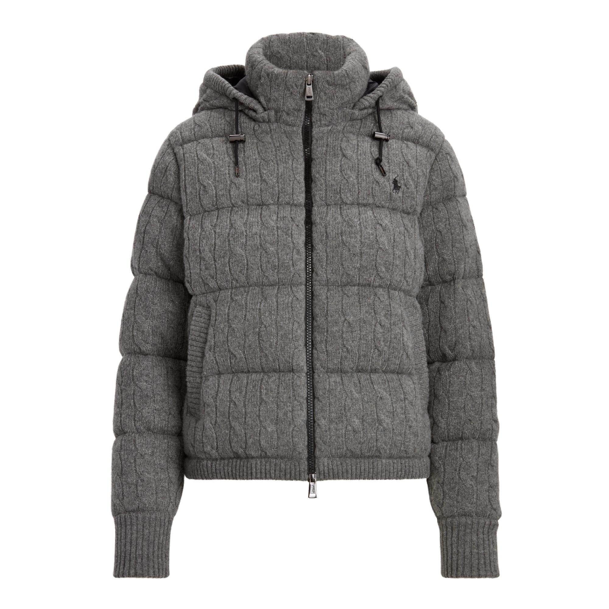 Polo Ralph Lauren Cable-knit Down-filled Jacket in Gray | Lyst