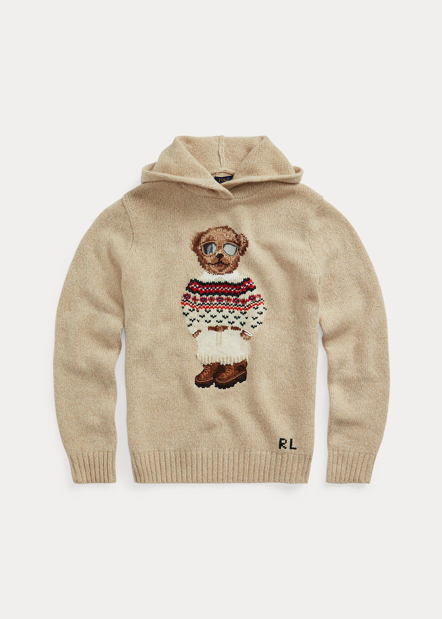 Maglia con cappuccio Polo Bear in lana di Polo Ralph Lauren in Neutro | Lyst