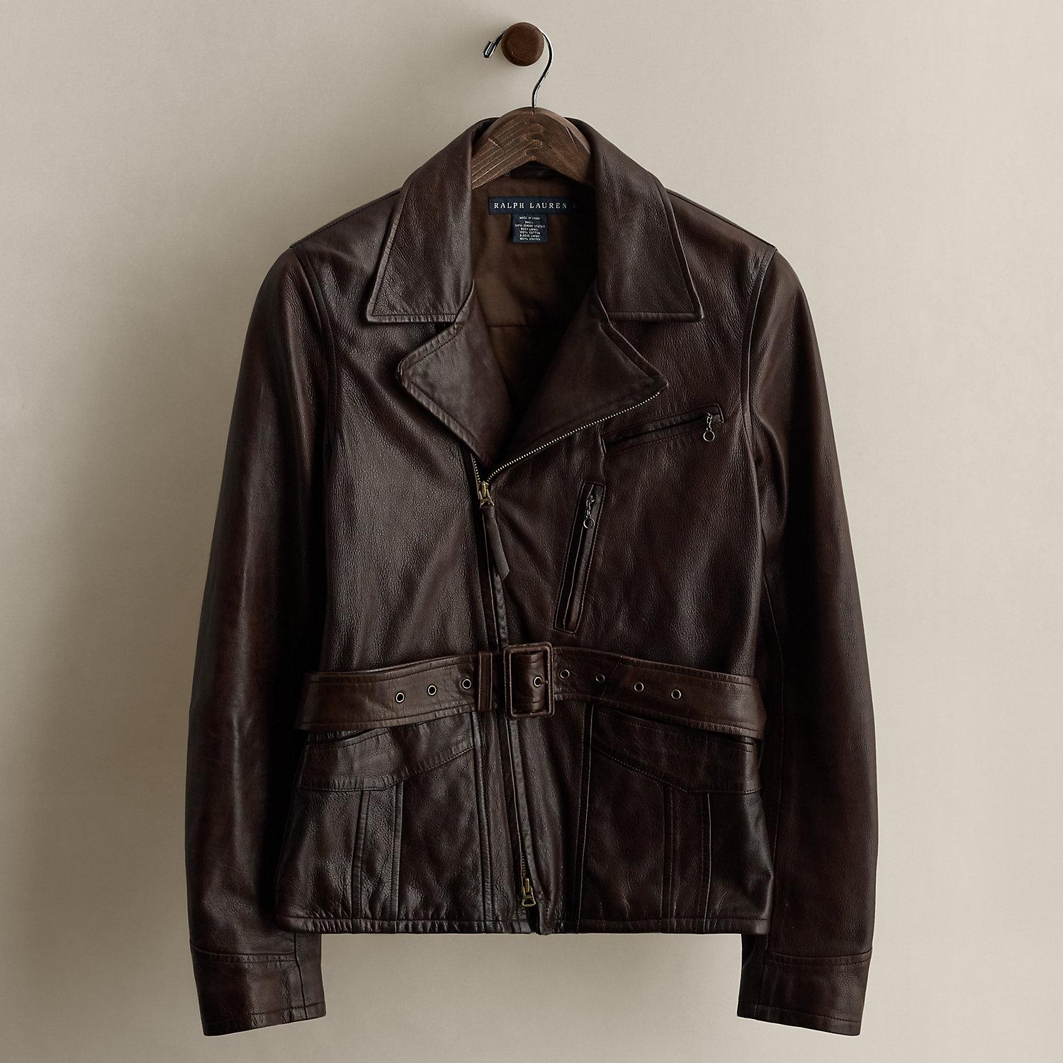 ジャケット・アウター Ralph Lauren leather jacket dark brown Leather Jacket | Ralph Lauren