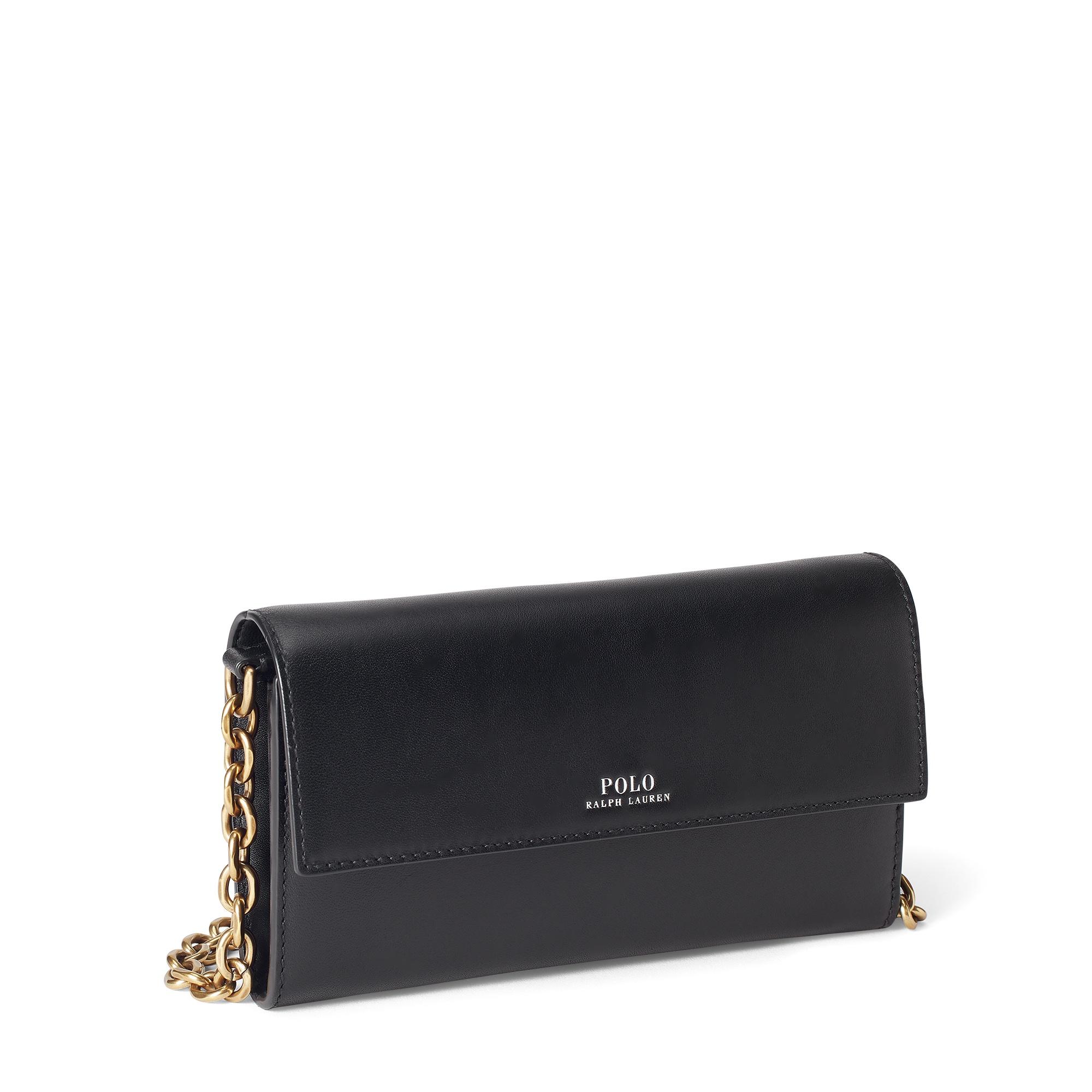Polo Ralph Lauren Leather Small Chain Wallet in Black - Lyst