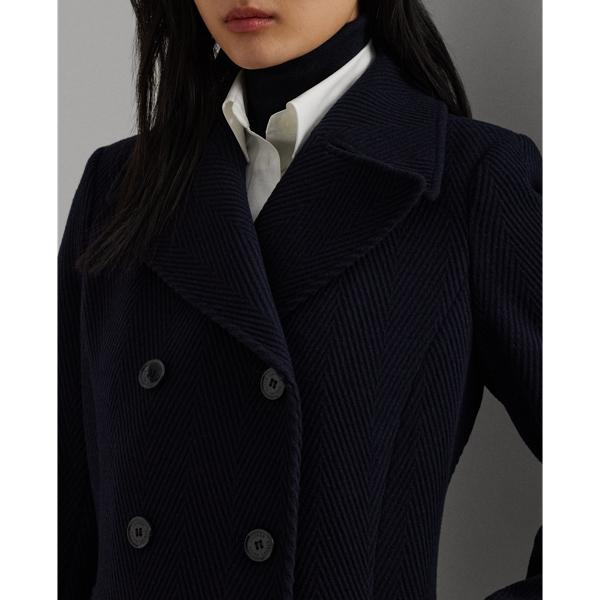 Ralph Lauren Herringbone Double breasted Maxicoat in Black Lyst UK