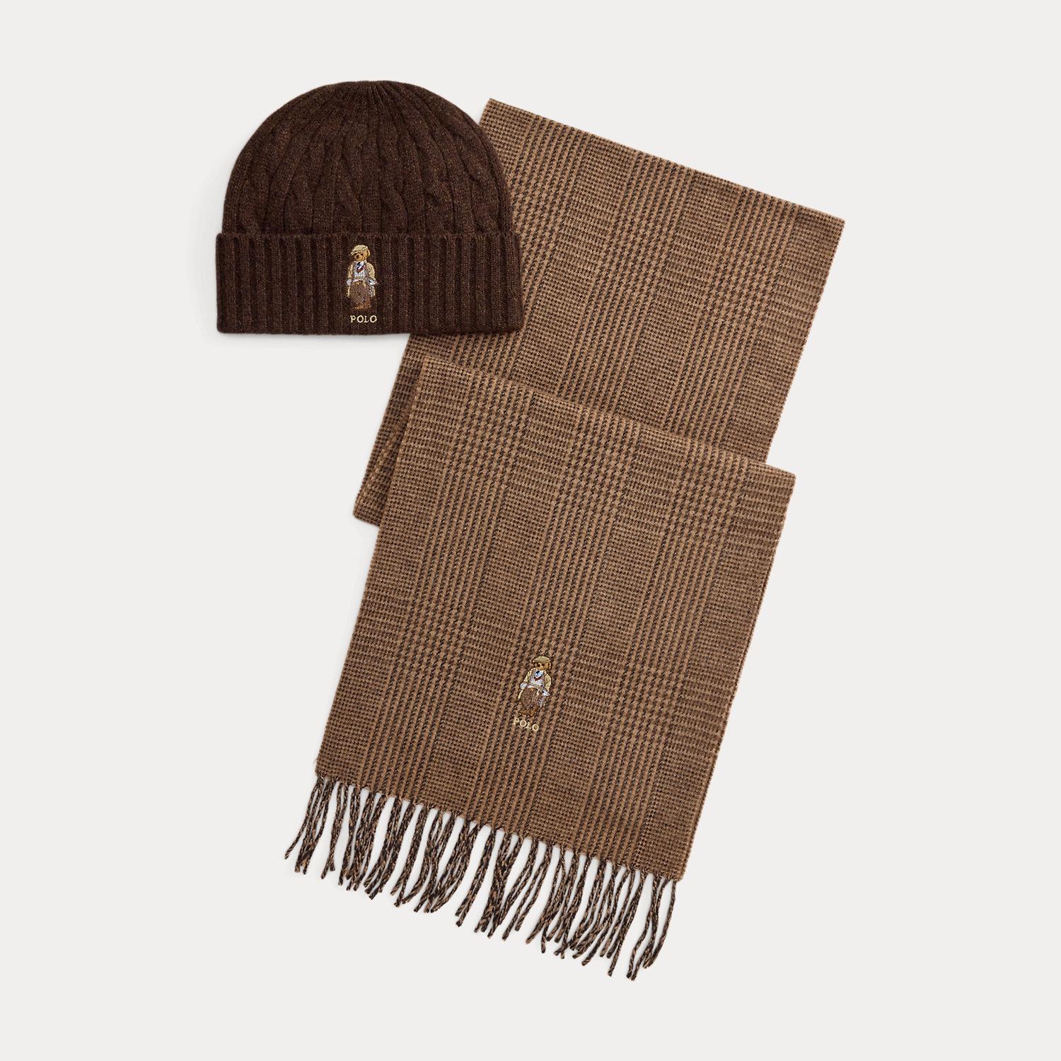 Ralph Lauren Polo Bear Wool Beanie Scarf Gift Set in Brown for