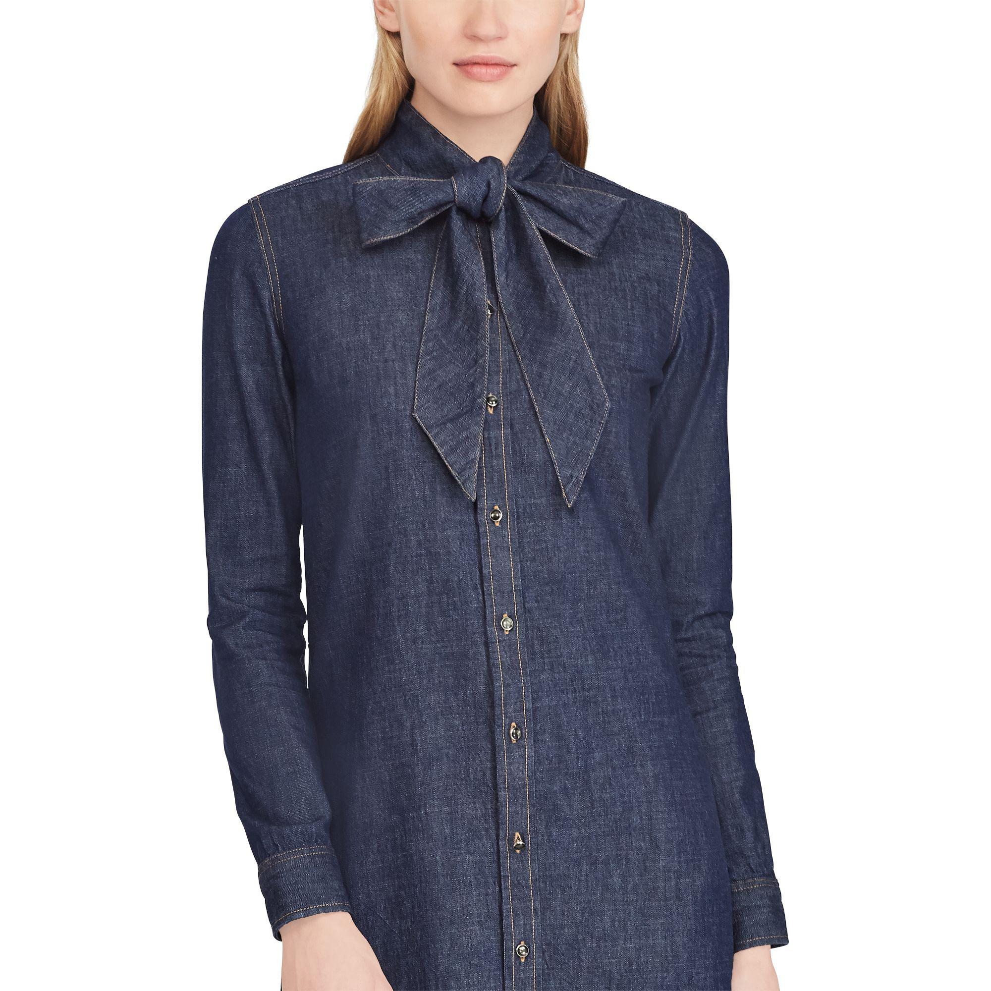 shop best sellers crazy price sneakers Ralph Lauren Tie-neck Denim Dress in Blue - Lyst shop best sellers crazy price sneakers Ralph Lauren Tie-neck Denim Dress in Blue - Lyst