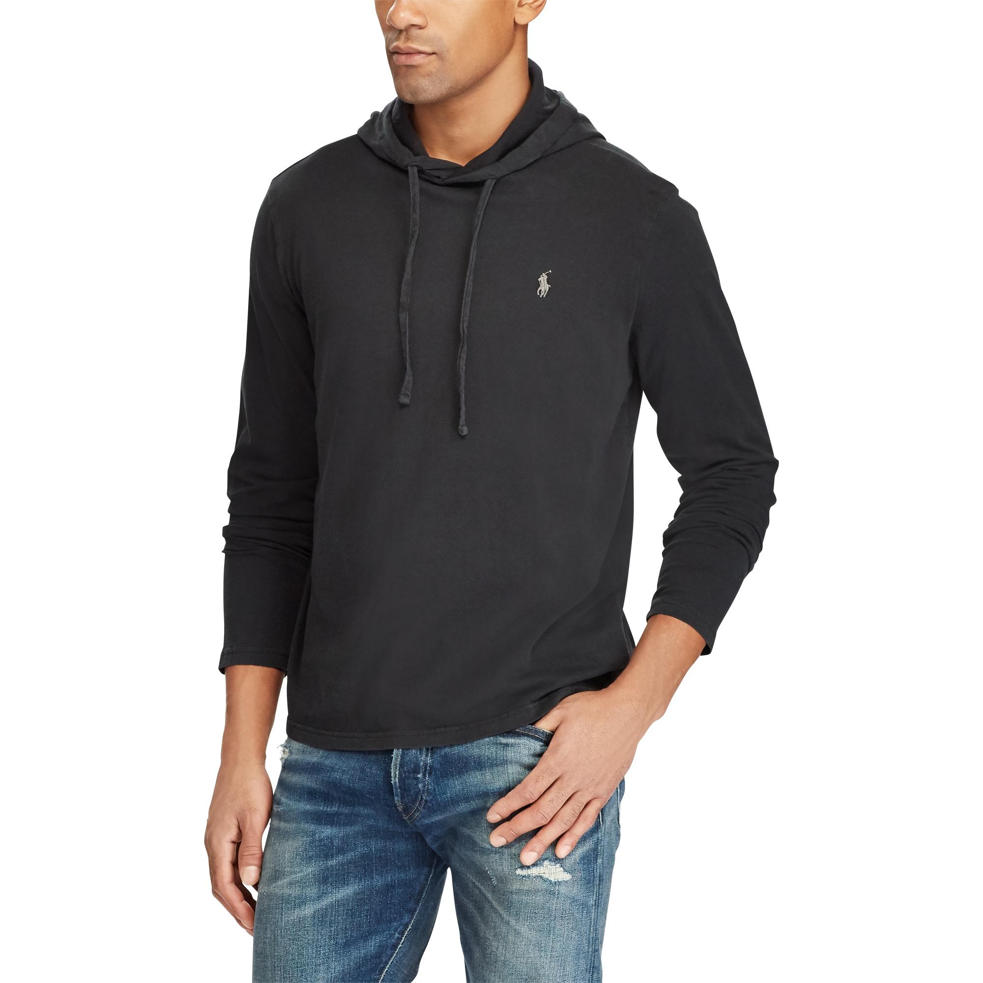Ralph Lauren Cotton Jersey Hooded T-shirt in Black for Men - Lyst