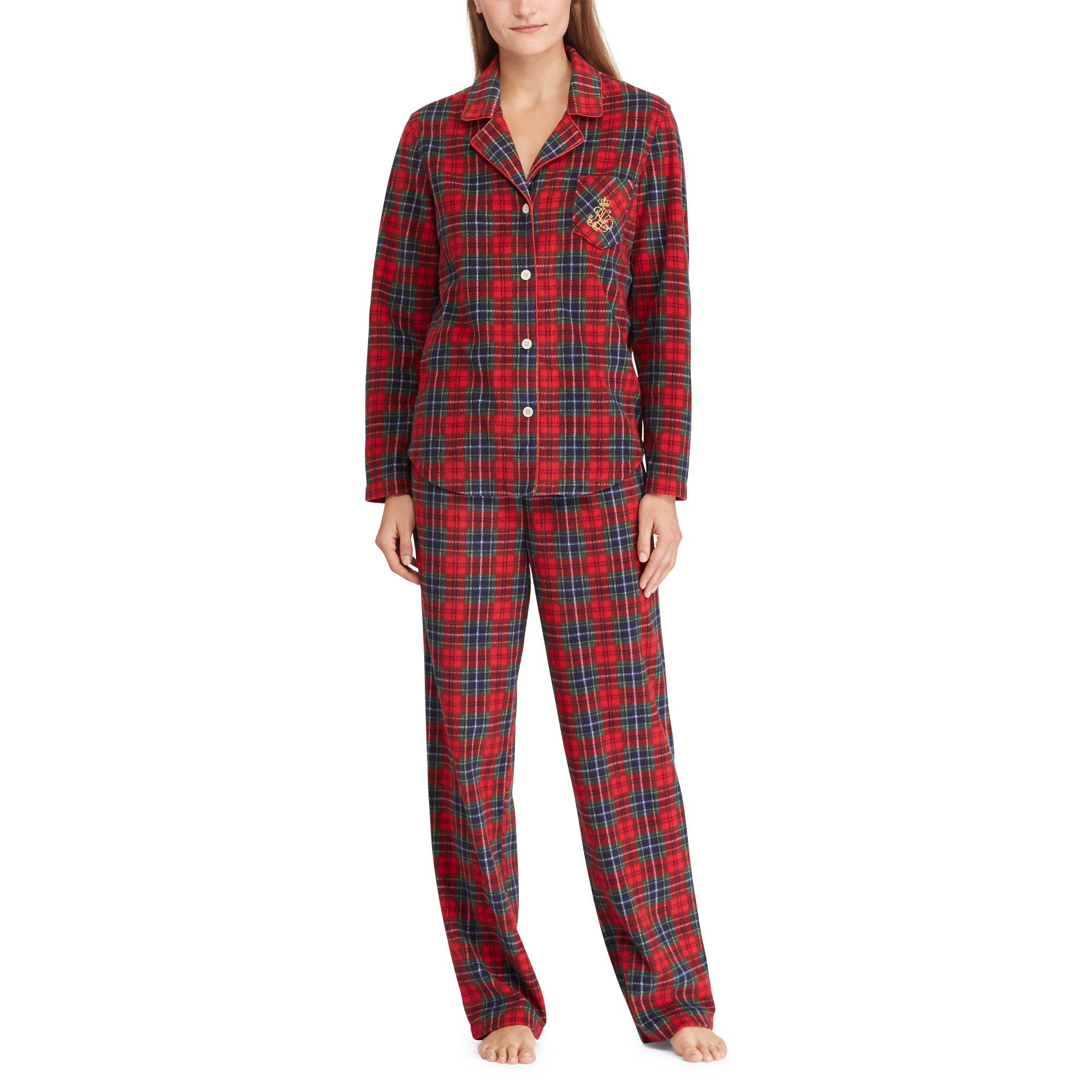 Femme Vêtements Vêtements de nuit Pyjamas Pyjama à col tunisien en coton écossais Coton Ralph Lauren en coloris Gris 