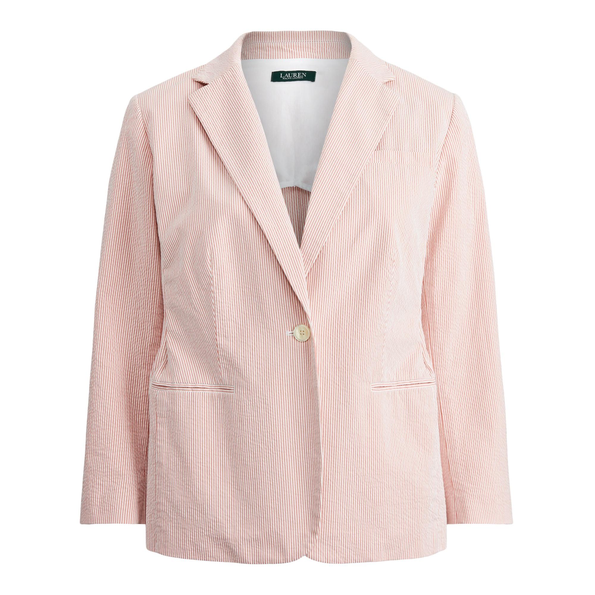 Ralph Lauren Cotton Seersucker Jacket in Pink - Lyst