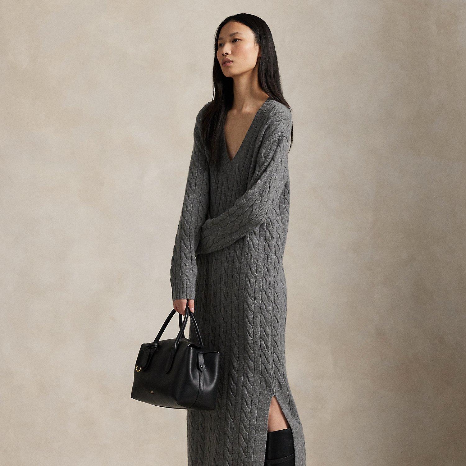 ralph lauren grey sweater dress Polo Ralph Lauren Girls Gray Ruffle Shoulder Sweater Dress Wool small S/P 7 NEW
