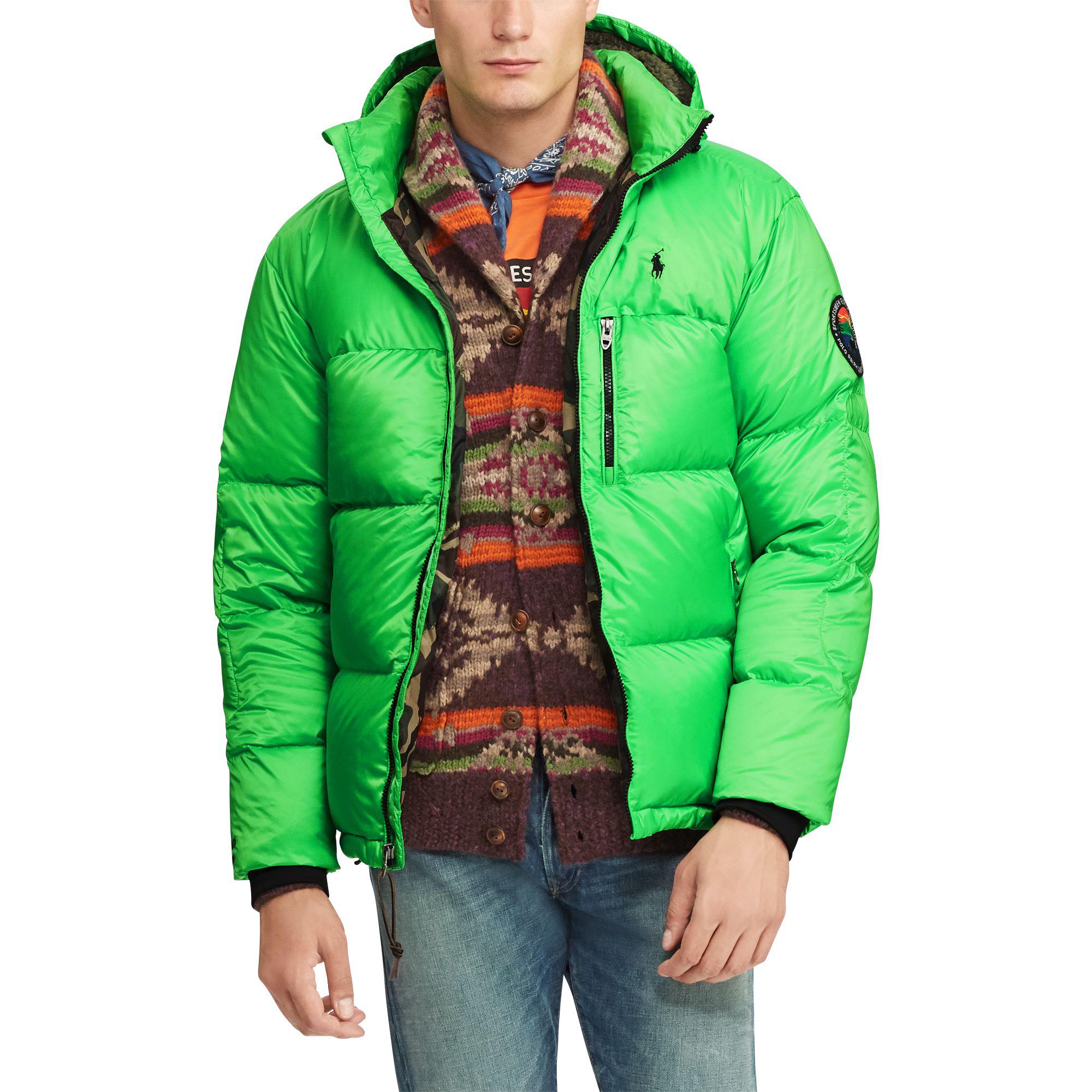 Polo Ralph Lauren Fleece Water-repellent Down Coat in Neon Green (Green)  for Men | Lyst