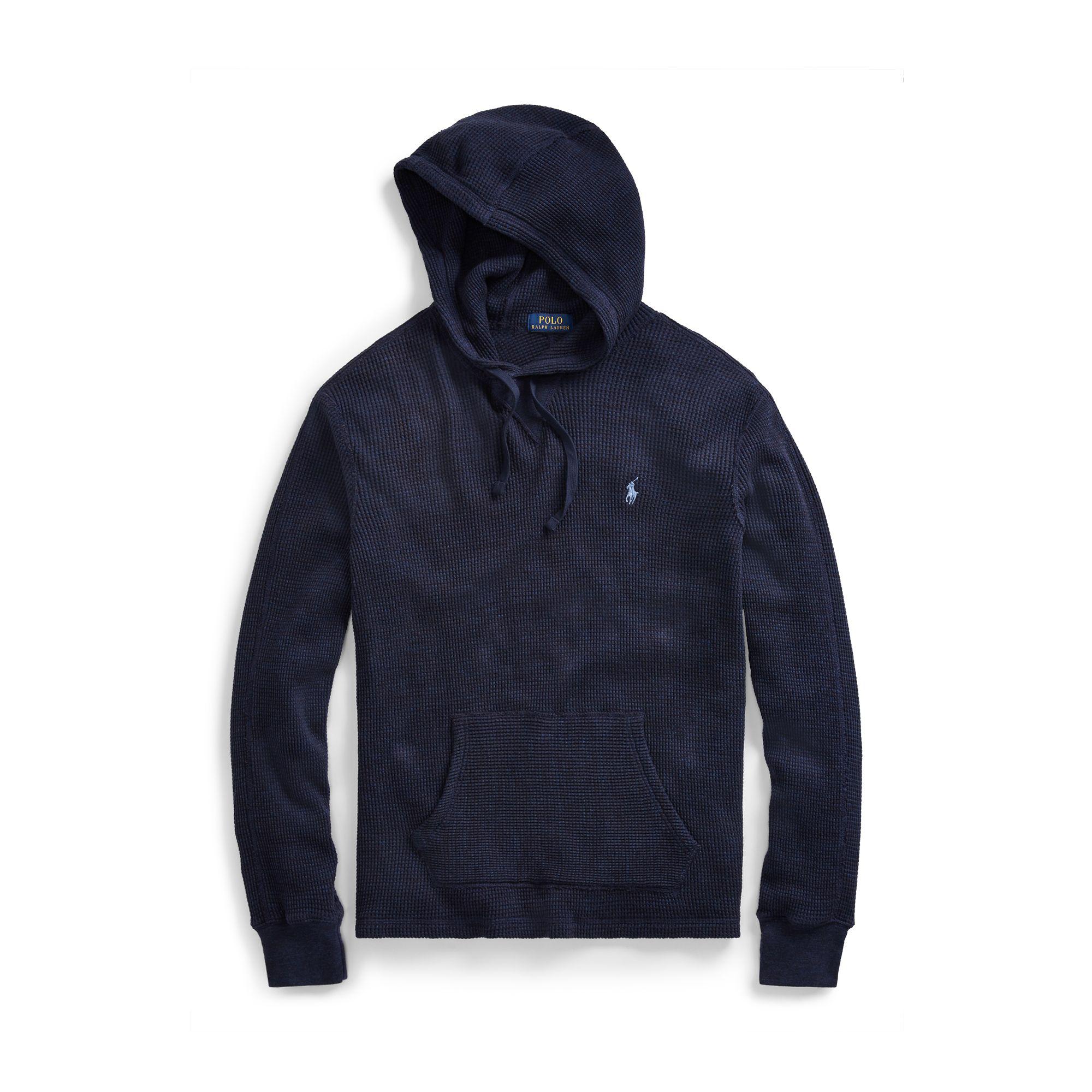 Polo Ralph Lauren Waffle-knit Cotton Hoodie in Blue for Men - Lyst