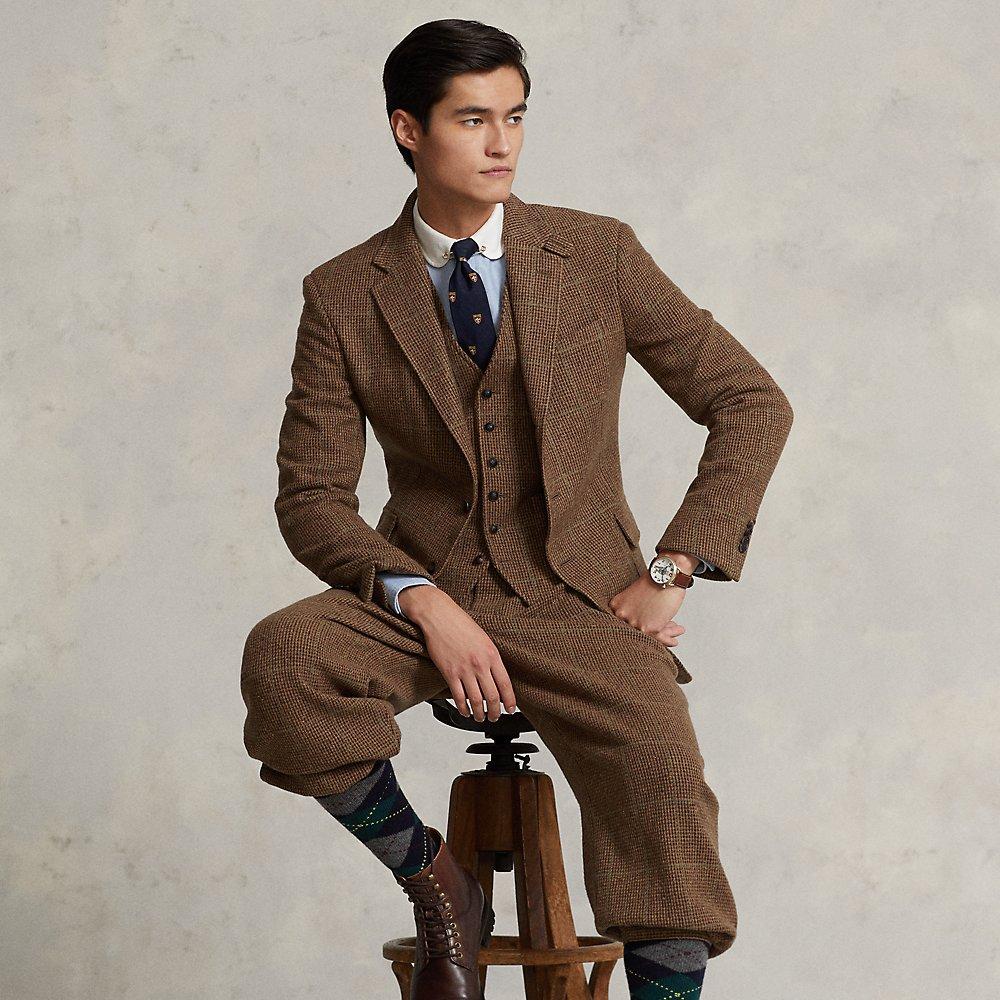 Ralph Lauren Tick-weave Tweed Suit Jacket in Brown for Men | Lyst