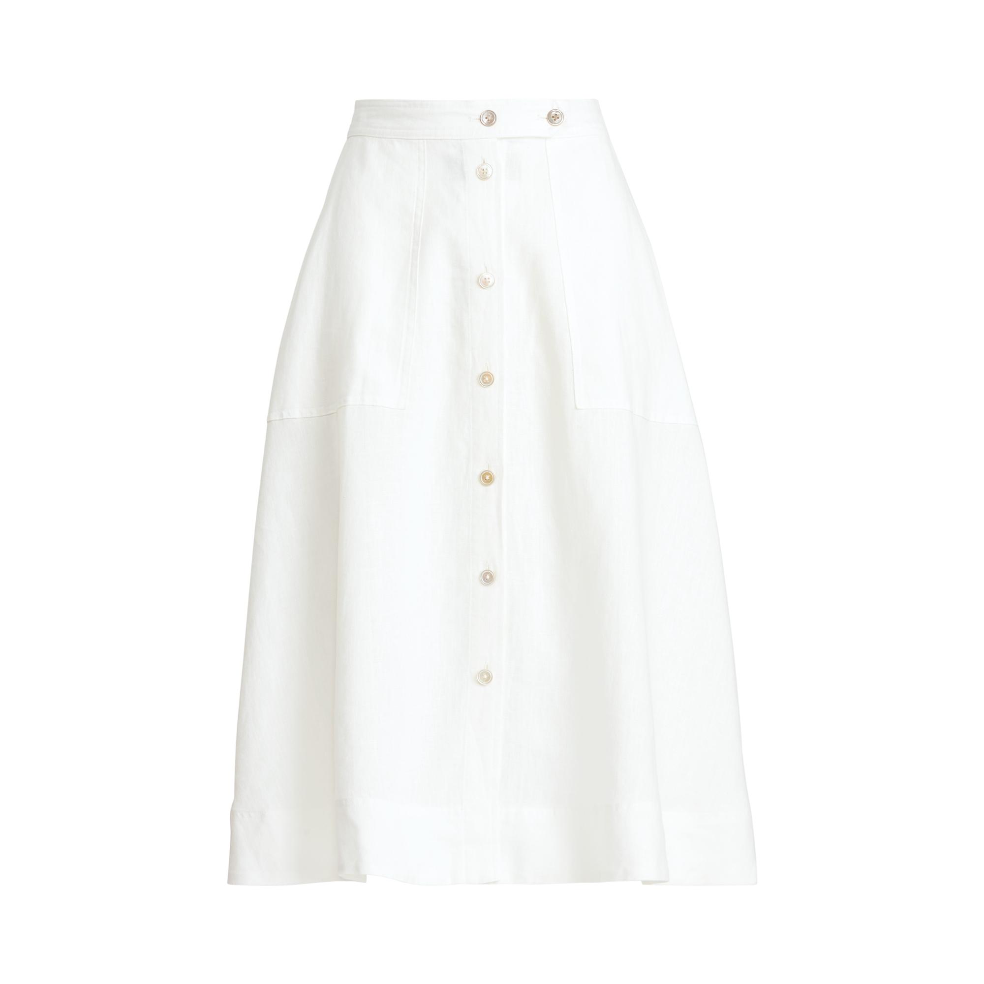 Polo Ralph Lauren Buttoned Linen Skirt Lyst