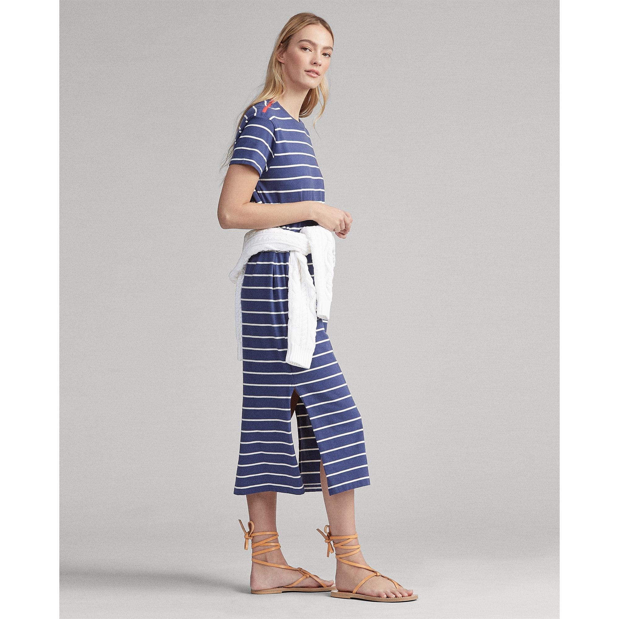 Polo Ralph Lauren Striped Cotton T-shirt Dress in Blue - Lyst