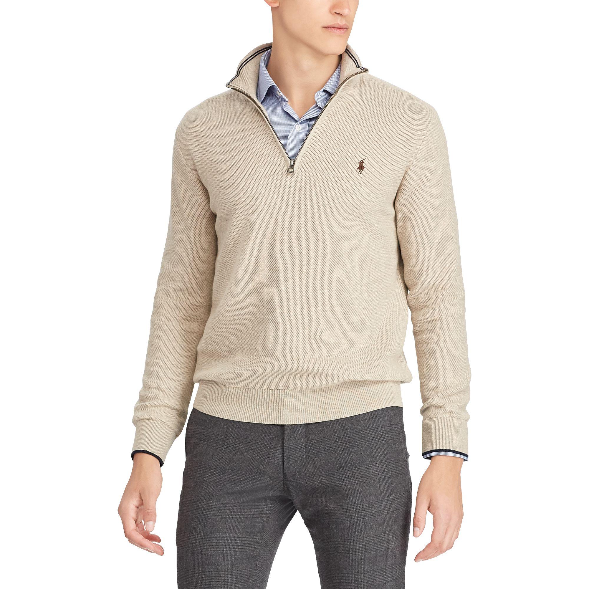 Pull demi-zippé en coton Polo Ralph Lauren pour homme en coloris Neutre |  Lyst