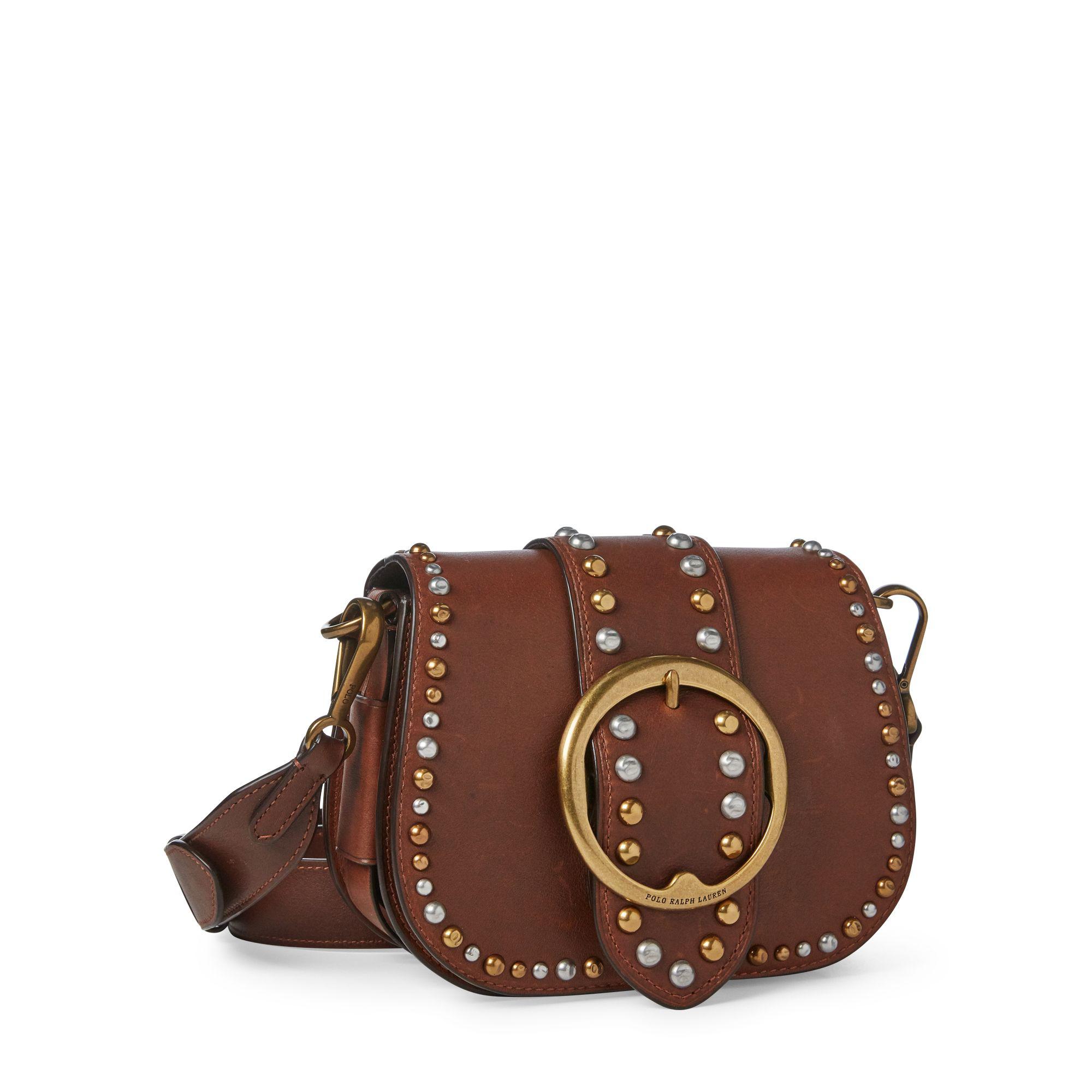 Polo Ralph Lauren Leather Studded Lennox Crossbody Bag in Brown Lyst