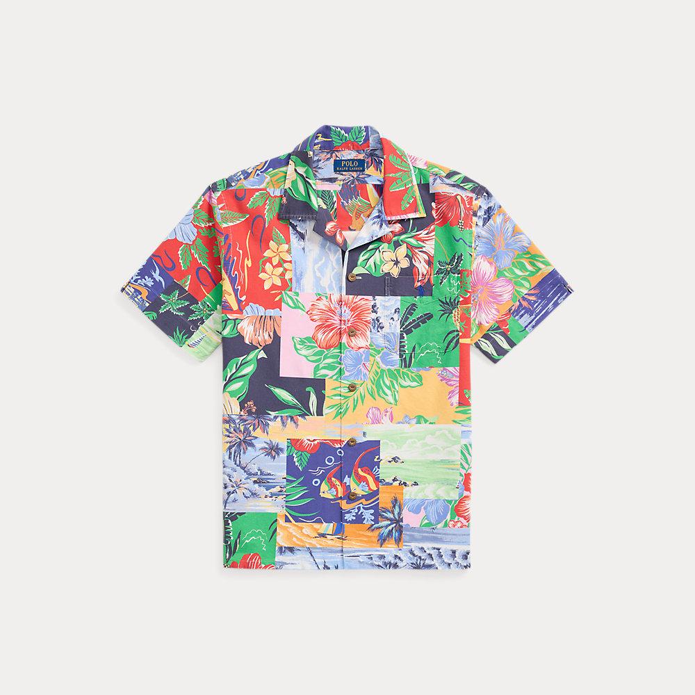 Ralph Lauren Classic Fit Patchwork-Print Oxford Shirt in Blue for