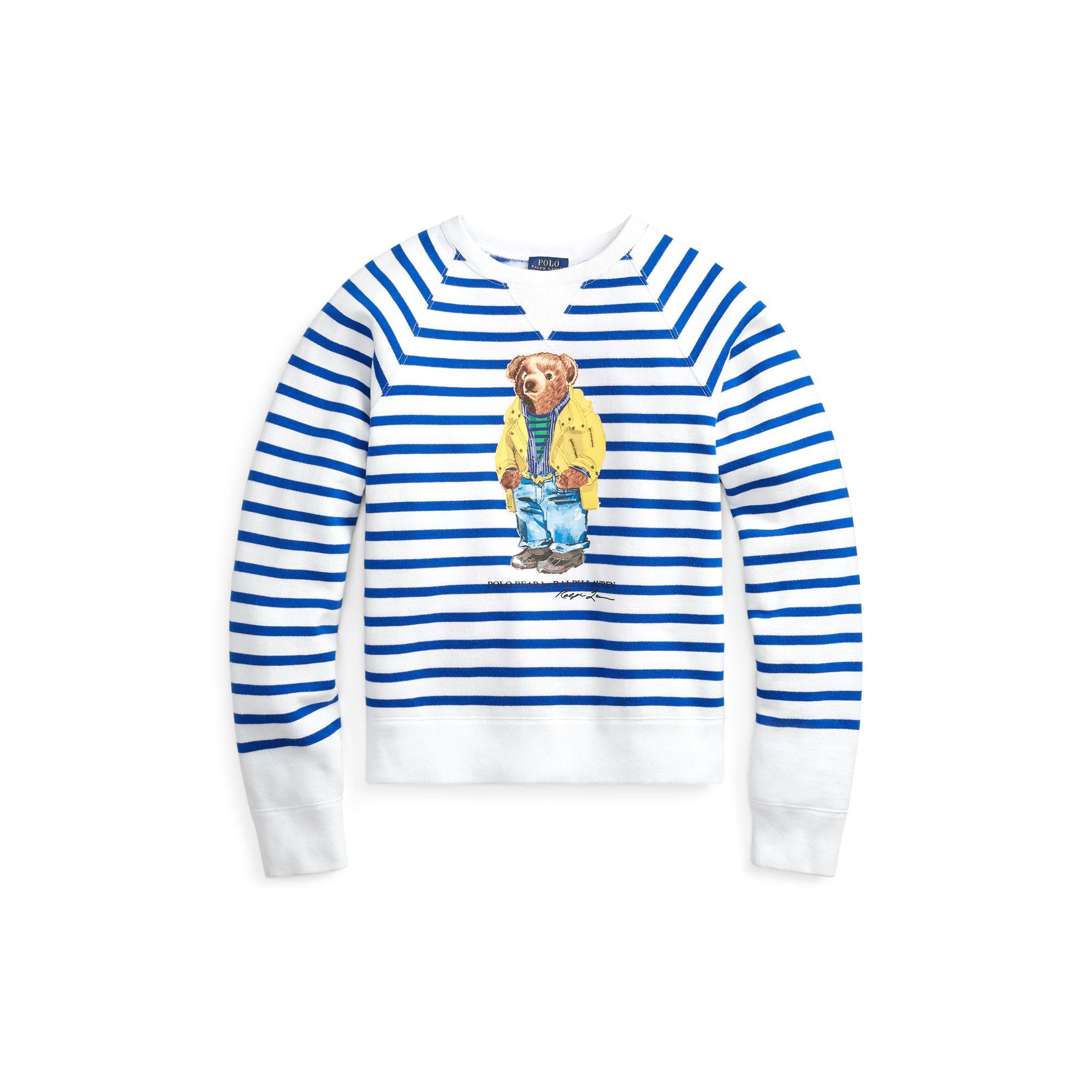 polo bear striped fleece shirt