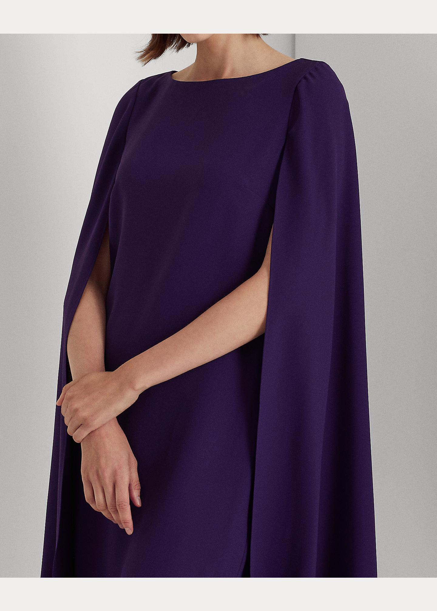 Purple Cape Dress Long Ralph Lauren Cape Georgette Cocktail Dress