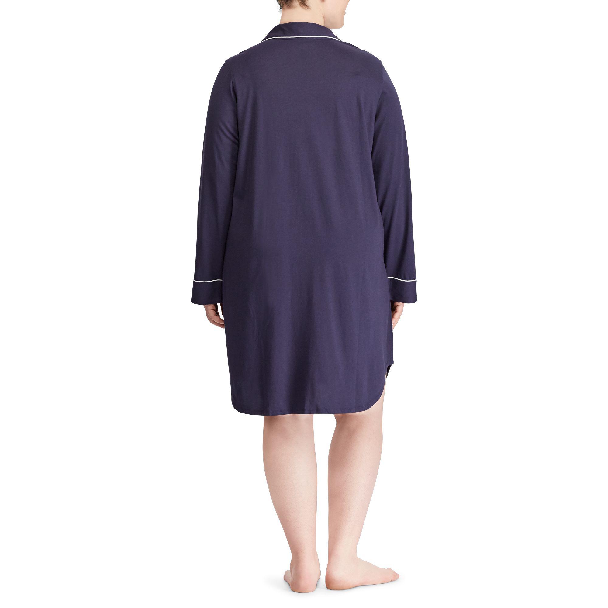 Ralph Lauren Cotton Jersey Sleep Shirt in Blue Lyst