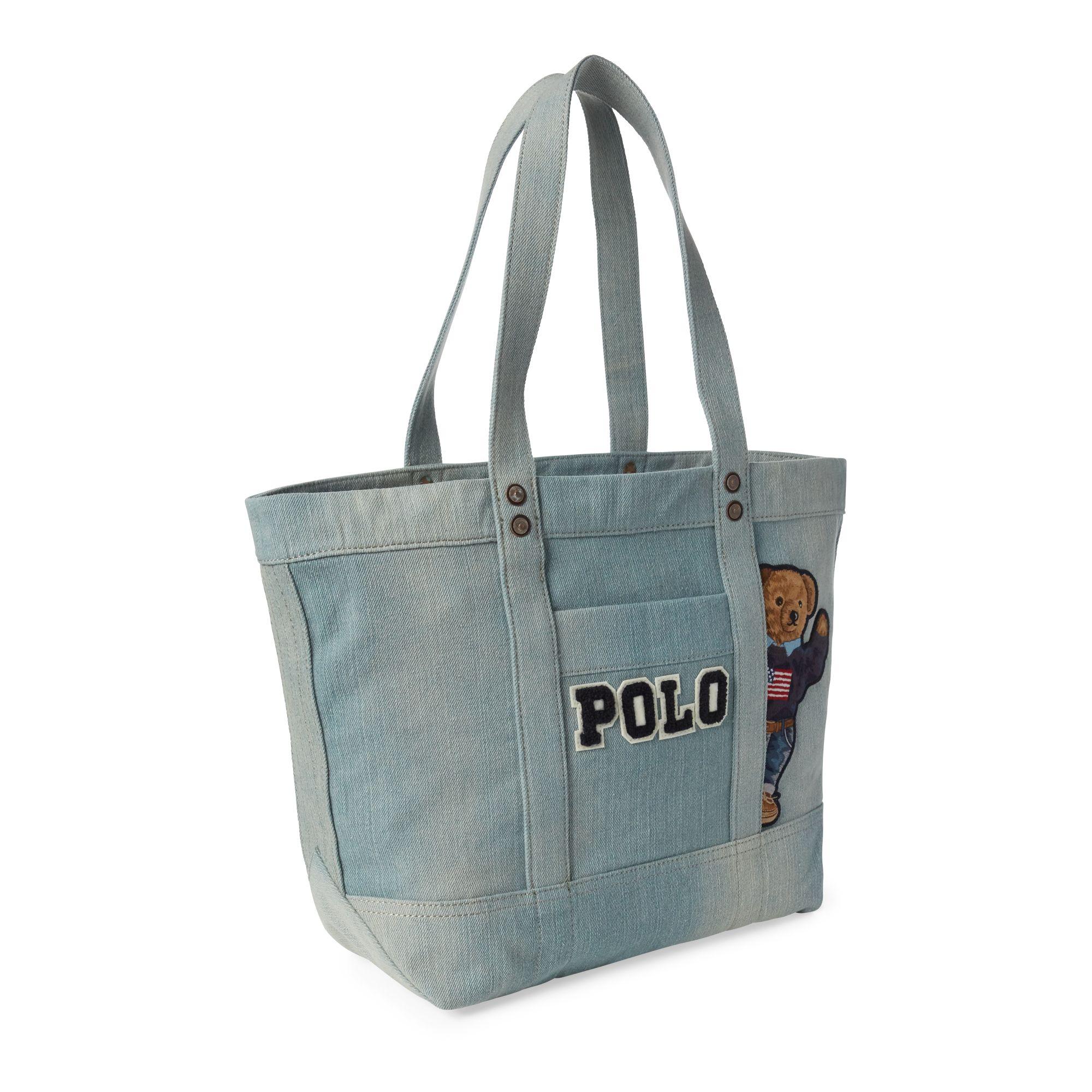Polo Ralph Lauren Canvas Polo Bear Tote Bag in Denim (Blue) | Lyst