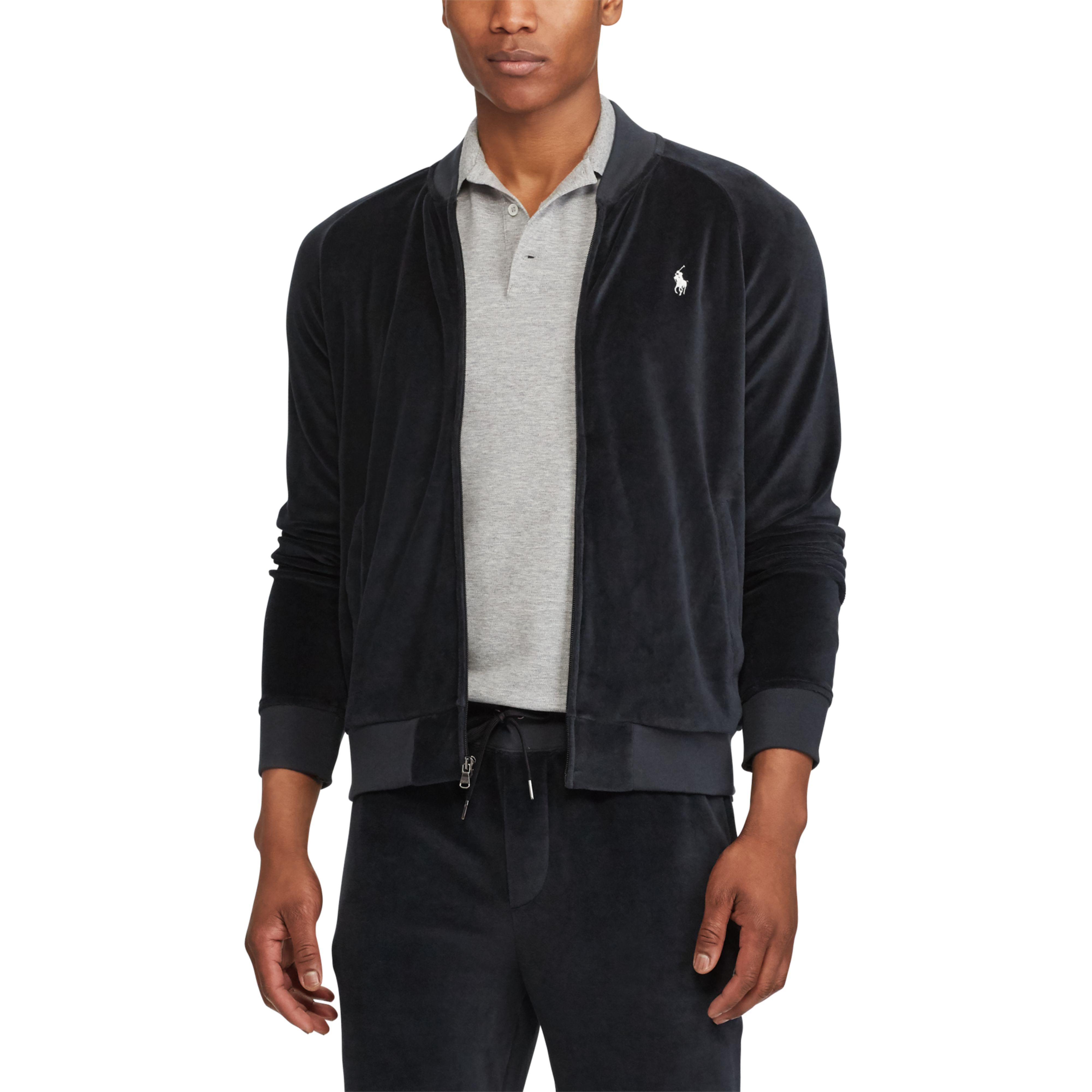 Polo Ralph Lauren Cotton-blend-velour Jacket in Black for Men | Lyst