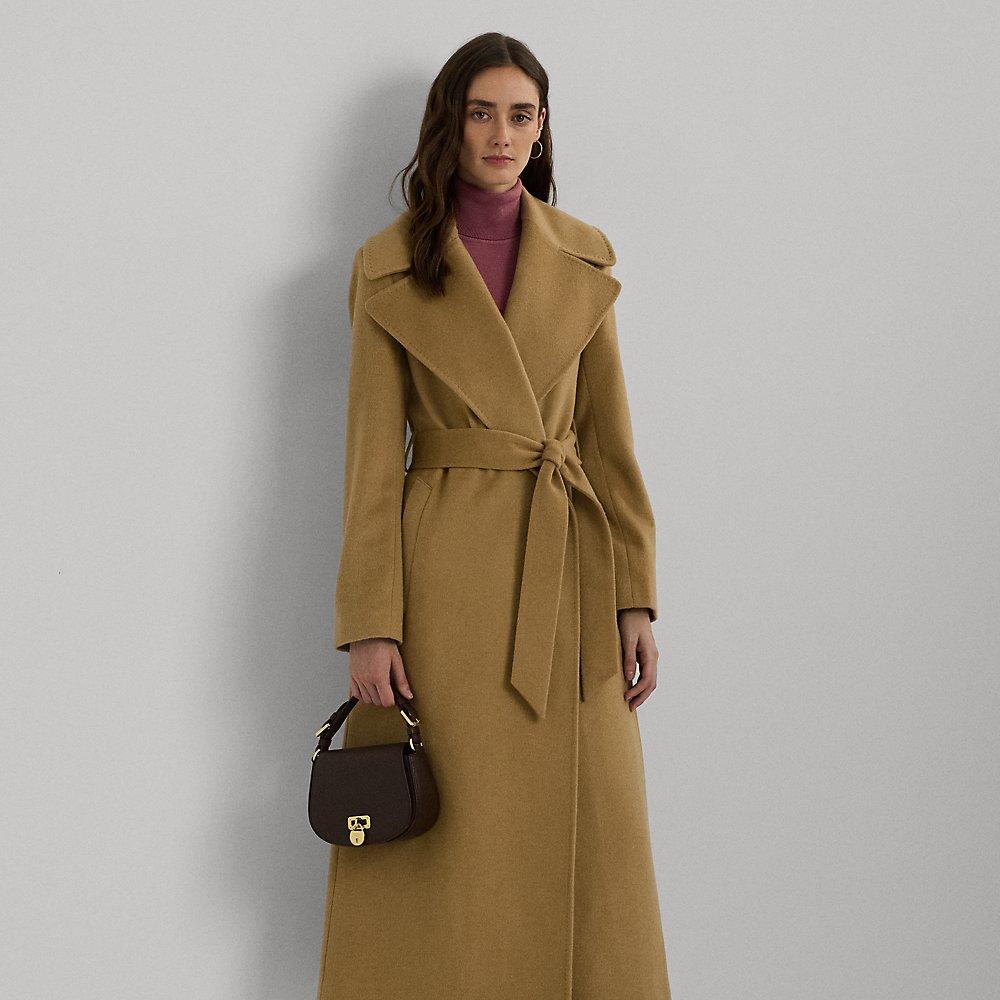 Ralph Lauren Petite Belted Wool-blend Wrap Coat in Green Lyst UK