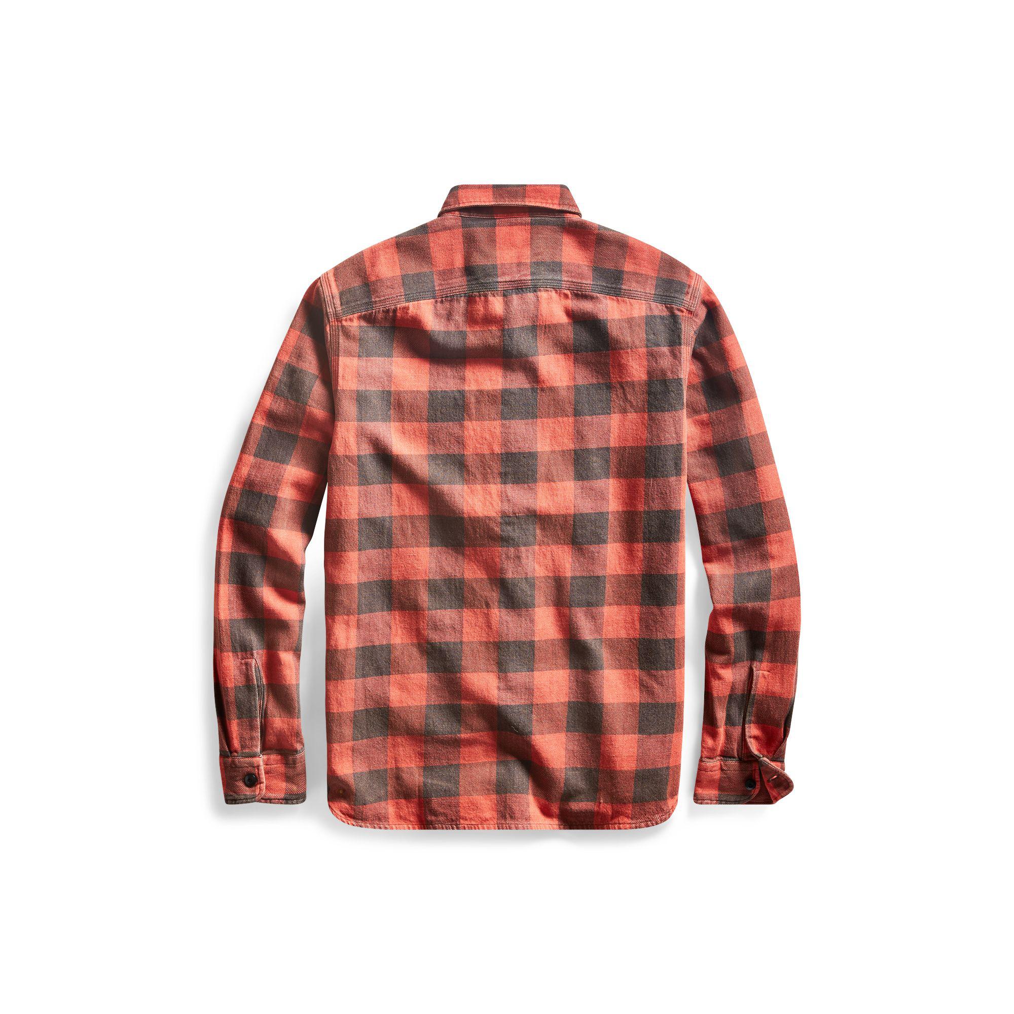 RRL Cotton Matlock Plaid Twill Workshirt in Red for Men - Lyst