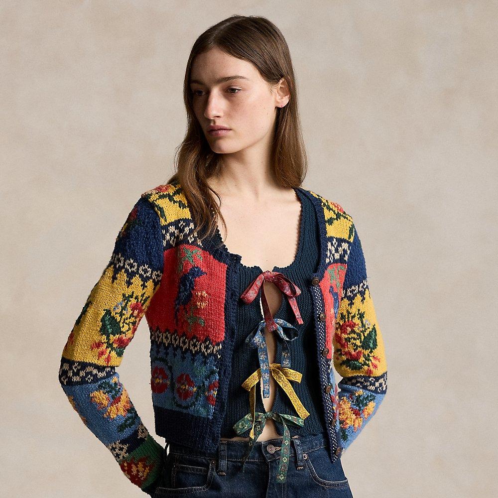 Cardigan jacquard con motivi a intarsi di Polo Ralph Lauren in Blu