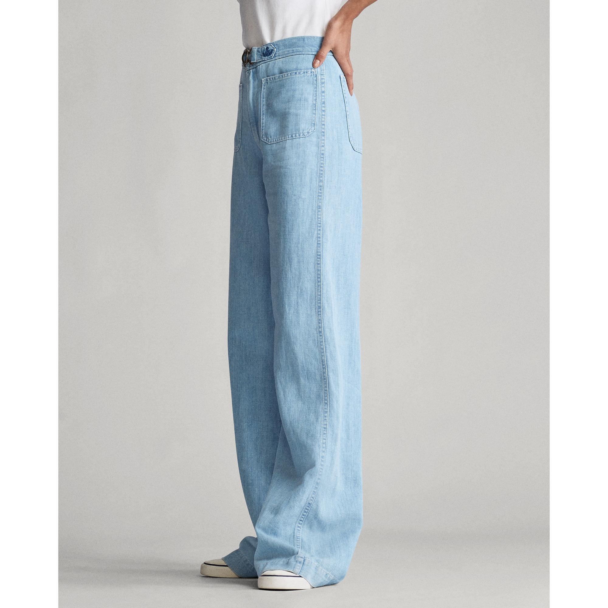 Ralph Lauren Cotton Margery Wide-leg Jean in Light Indigo (Blue) | Lyst