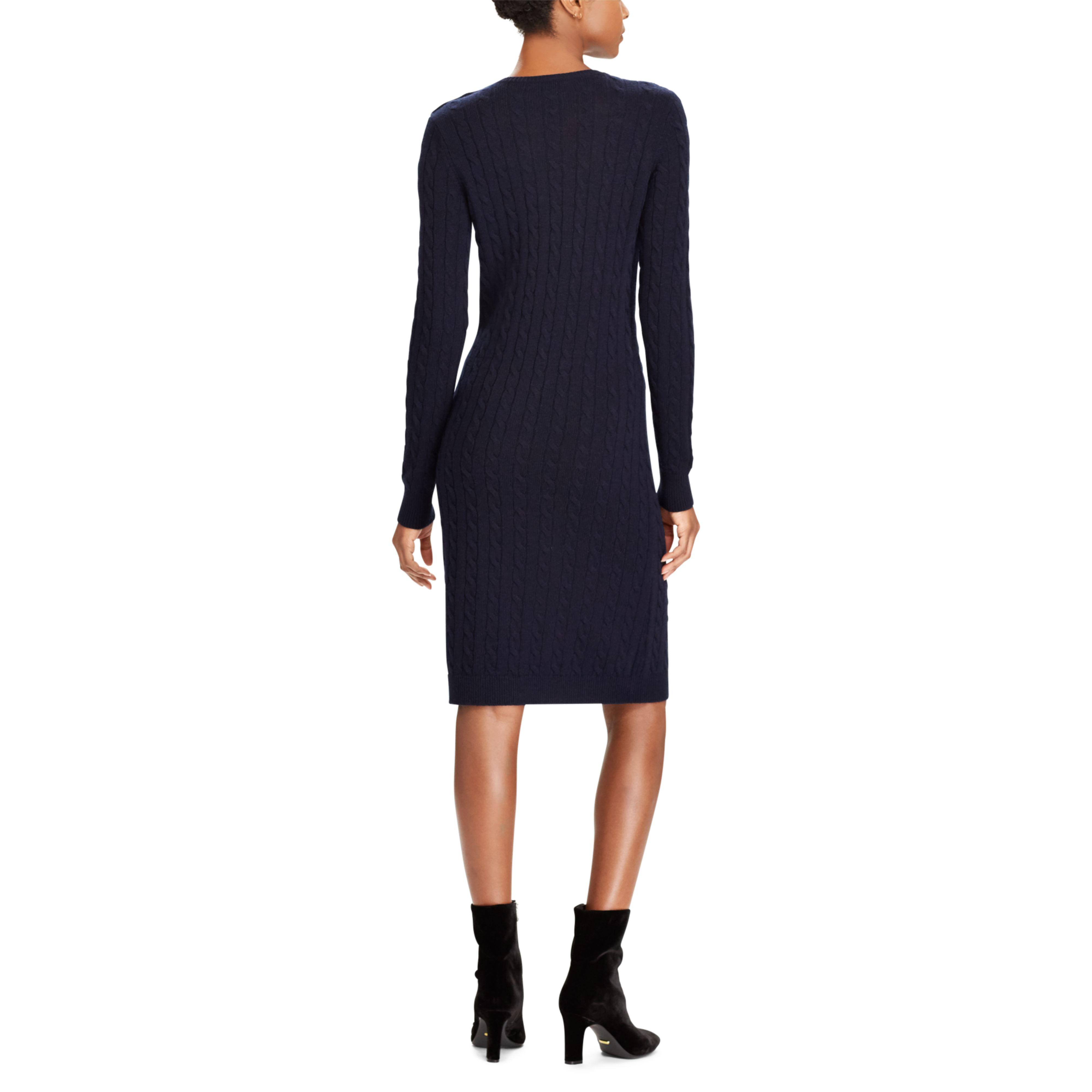 Ralph Lauren Synthetic Cable-knit Sweater Dress in rl Navy (Blue 