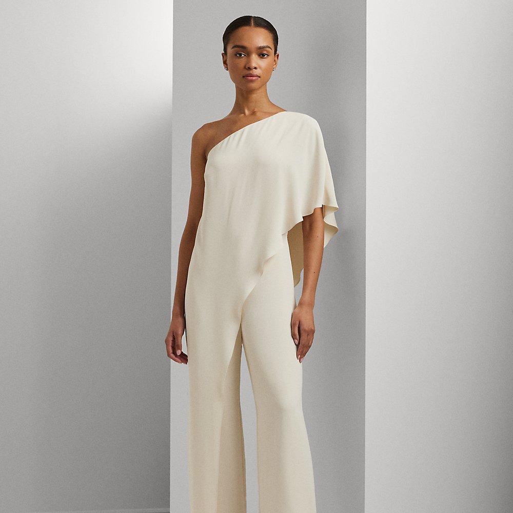 Ralph Lauren Cape Georgette One shoulder Jumpsuit in White Lyst UK