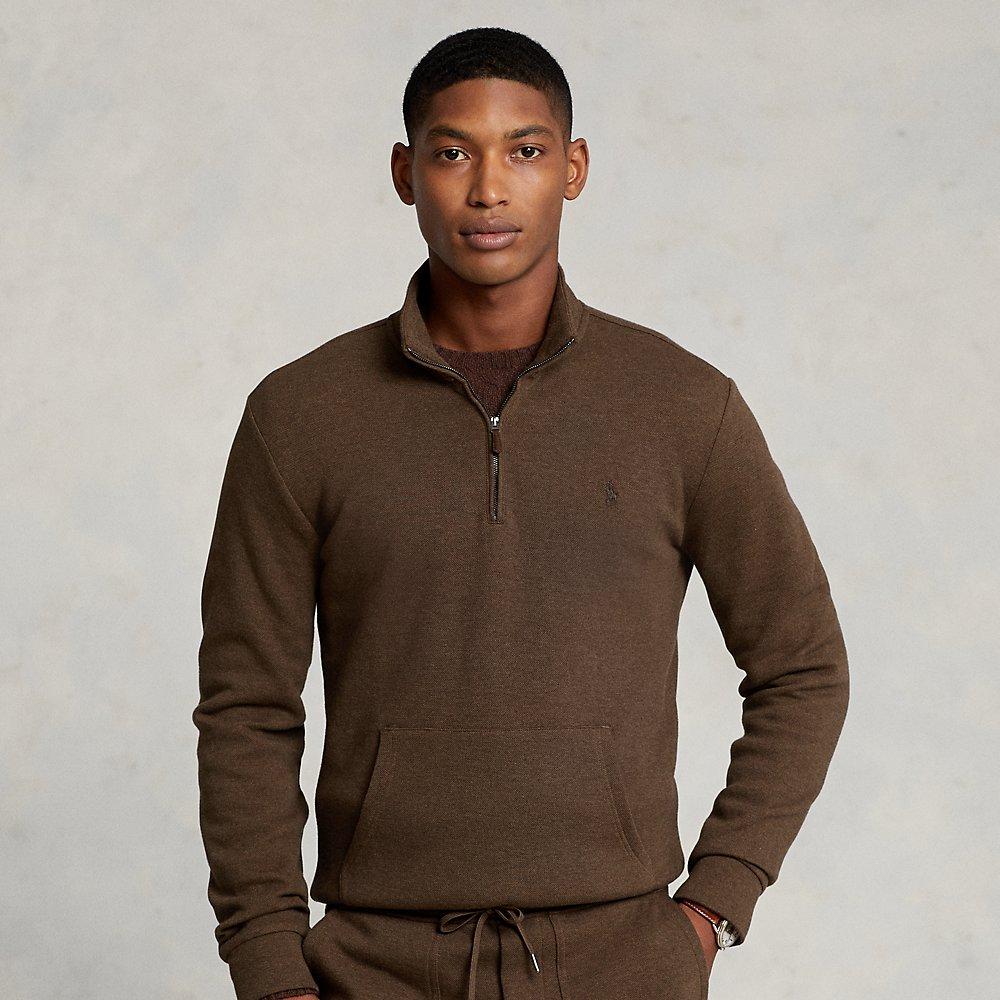 Ralph Lauren Double-knit Mesh Quarter-zip Pullover in Brown for Men