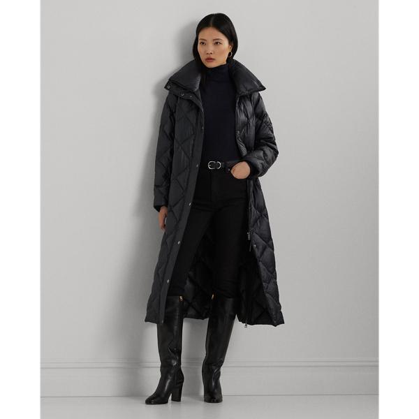 Ralph Lauren Diamond-Quilted Down Funnelneck Maxicoat in Black