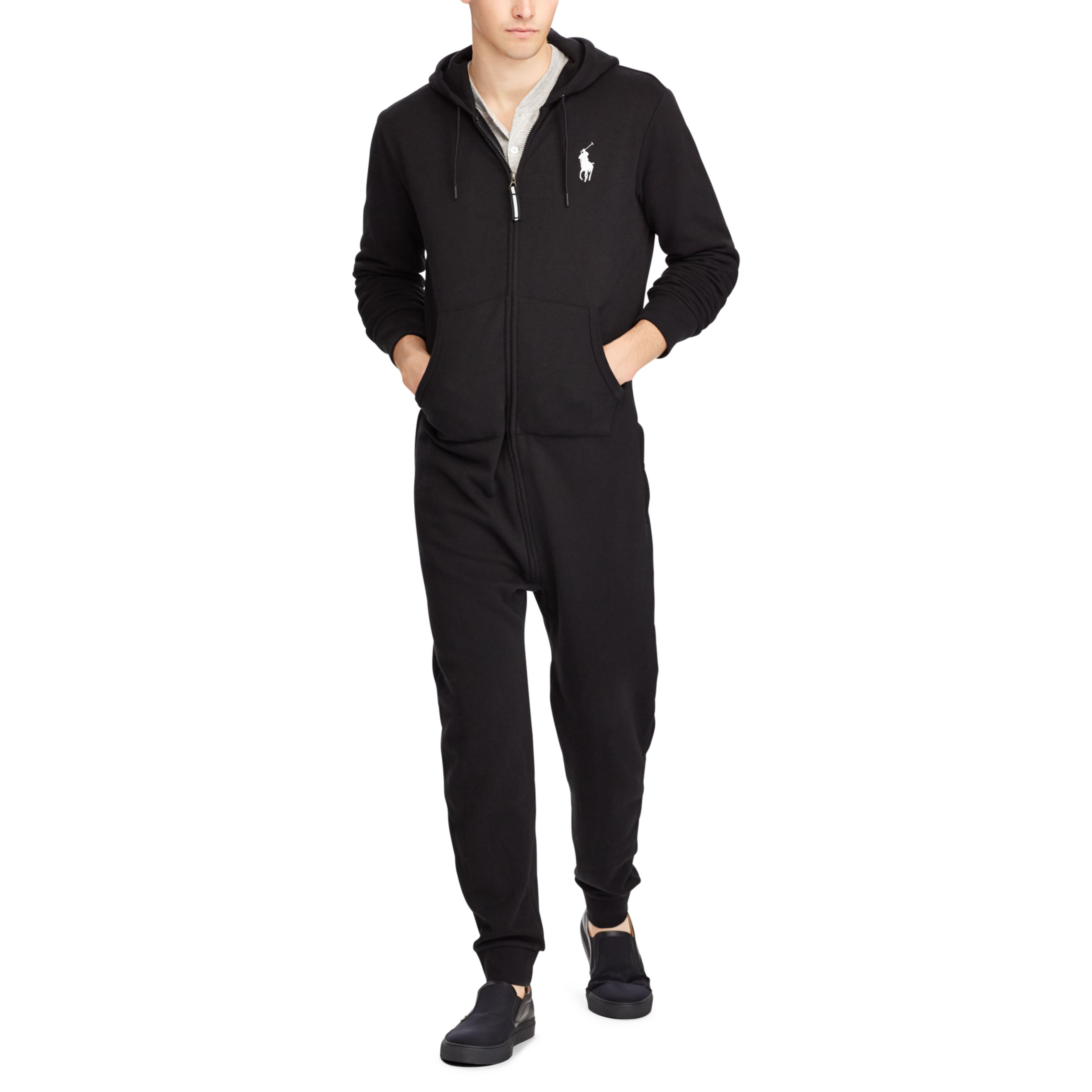 Polo Ralph Lauren Cotton-blend-fleece Jumpsuit in Black for Men | Lyst