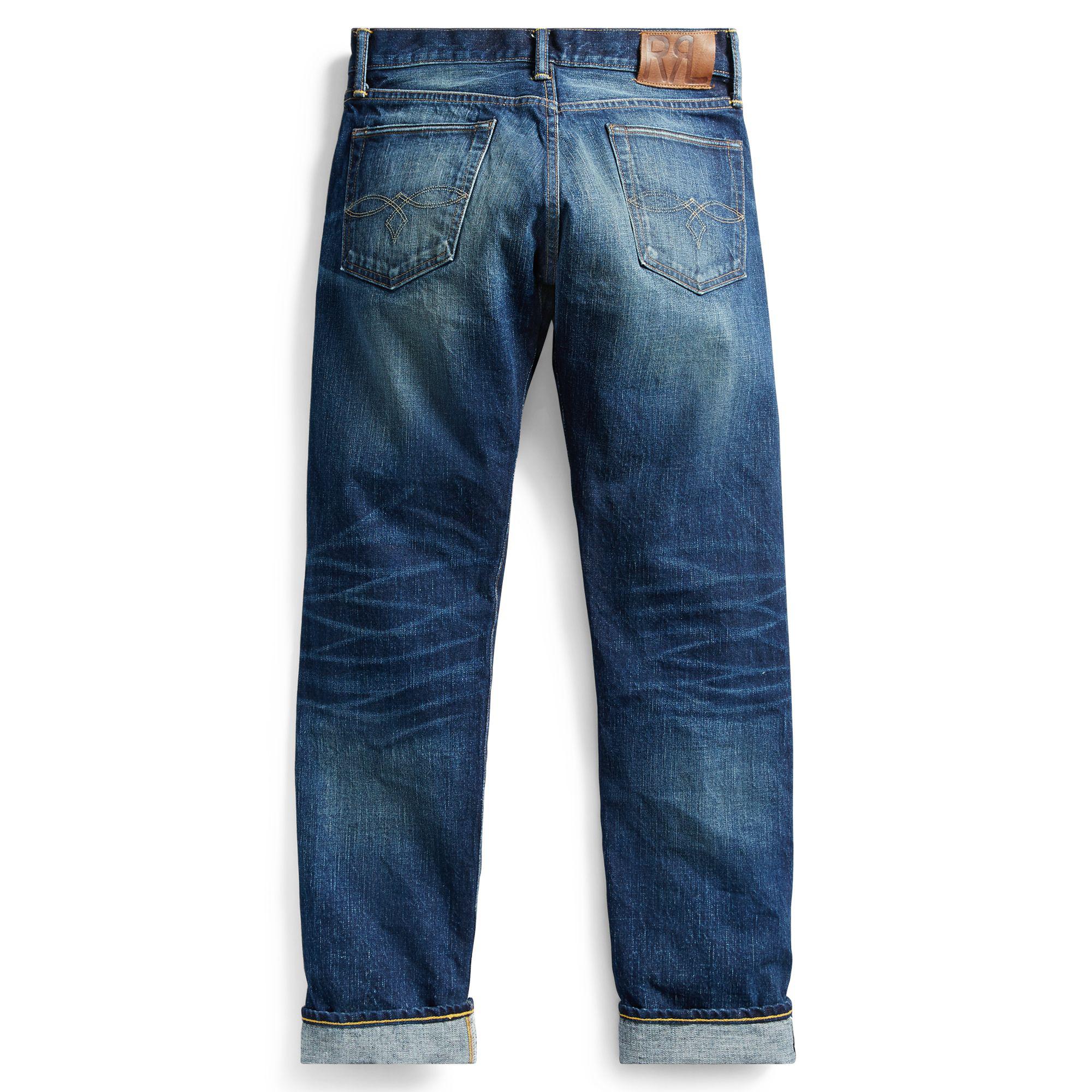 RRL Cotton Low Straight Selvedge Jean in Blue for Men Lyst
