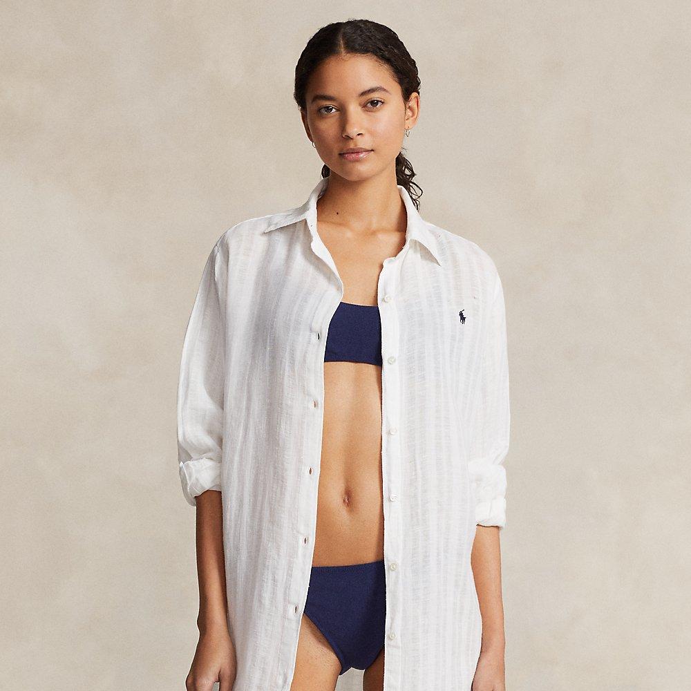 Copricostume a camicia in lino e cotone di Polo Ralph Lauren in Bianco Lyst