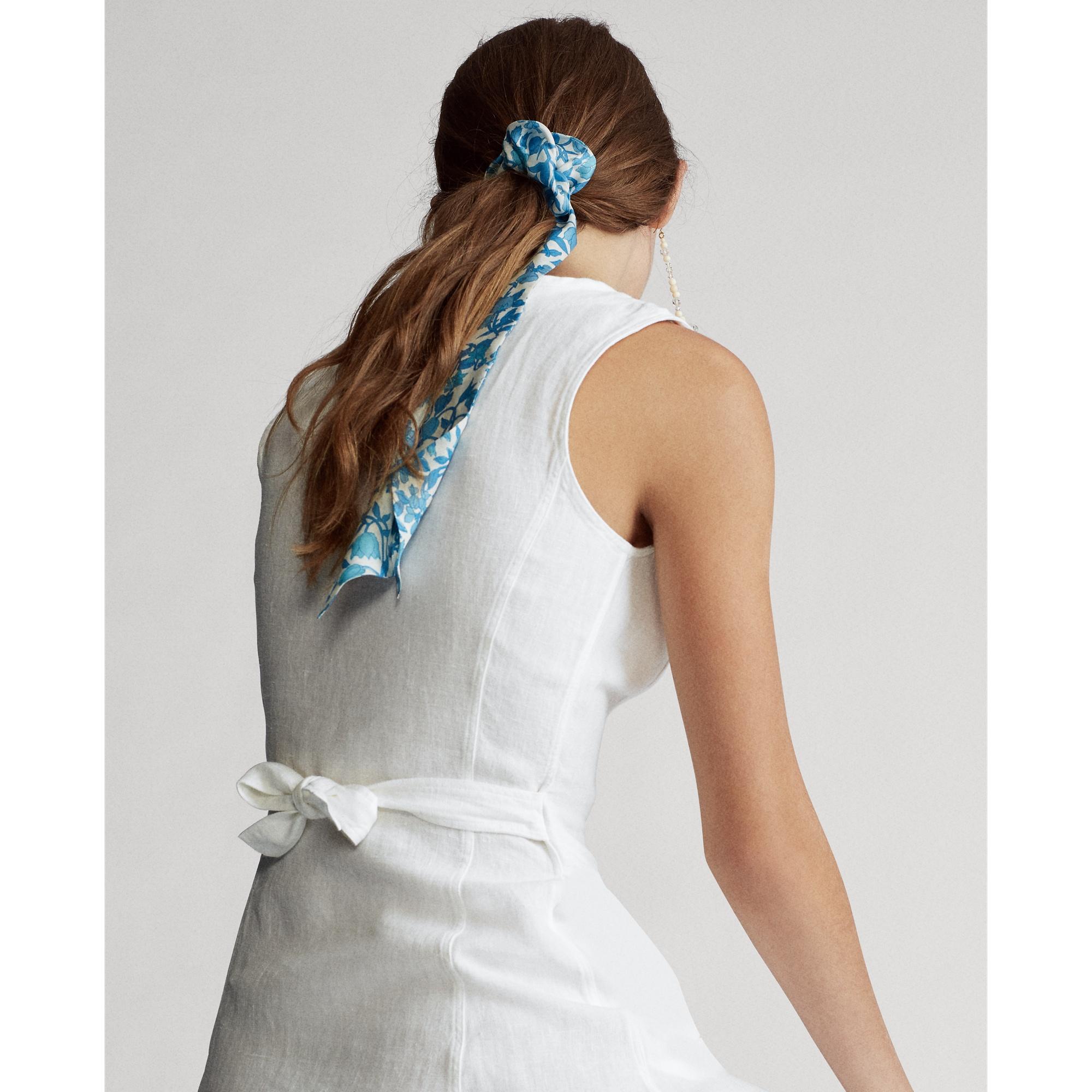 Polo Ralph Lauren Buttoned-placket Linen Dress in White | Lyst