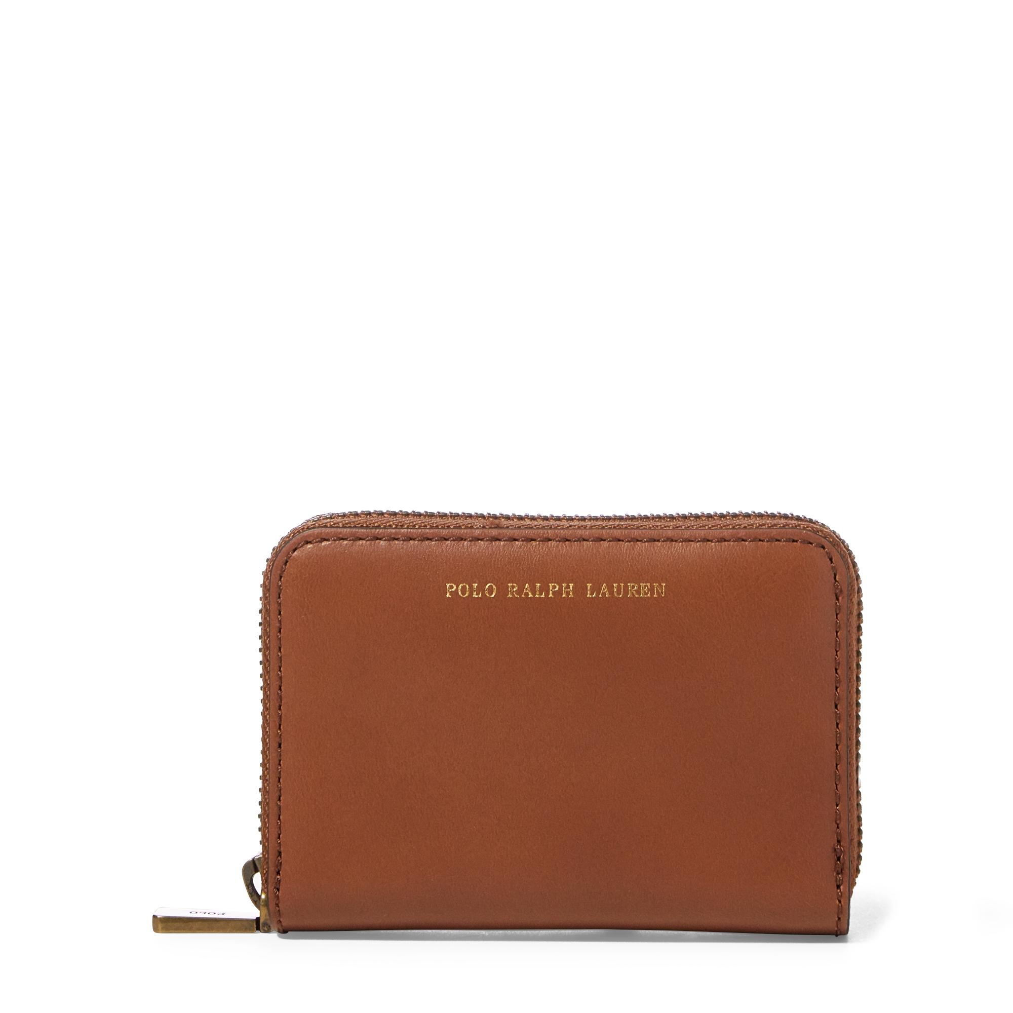 Polo Ralph Lauren Core Smooth Leather Zip Wallet in Brown | Lyst