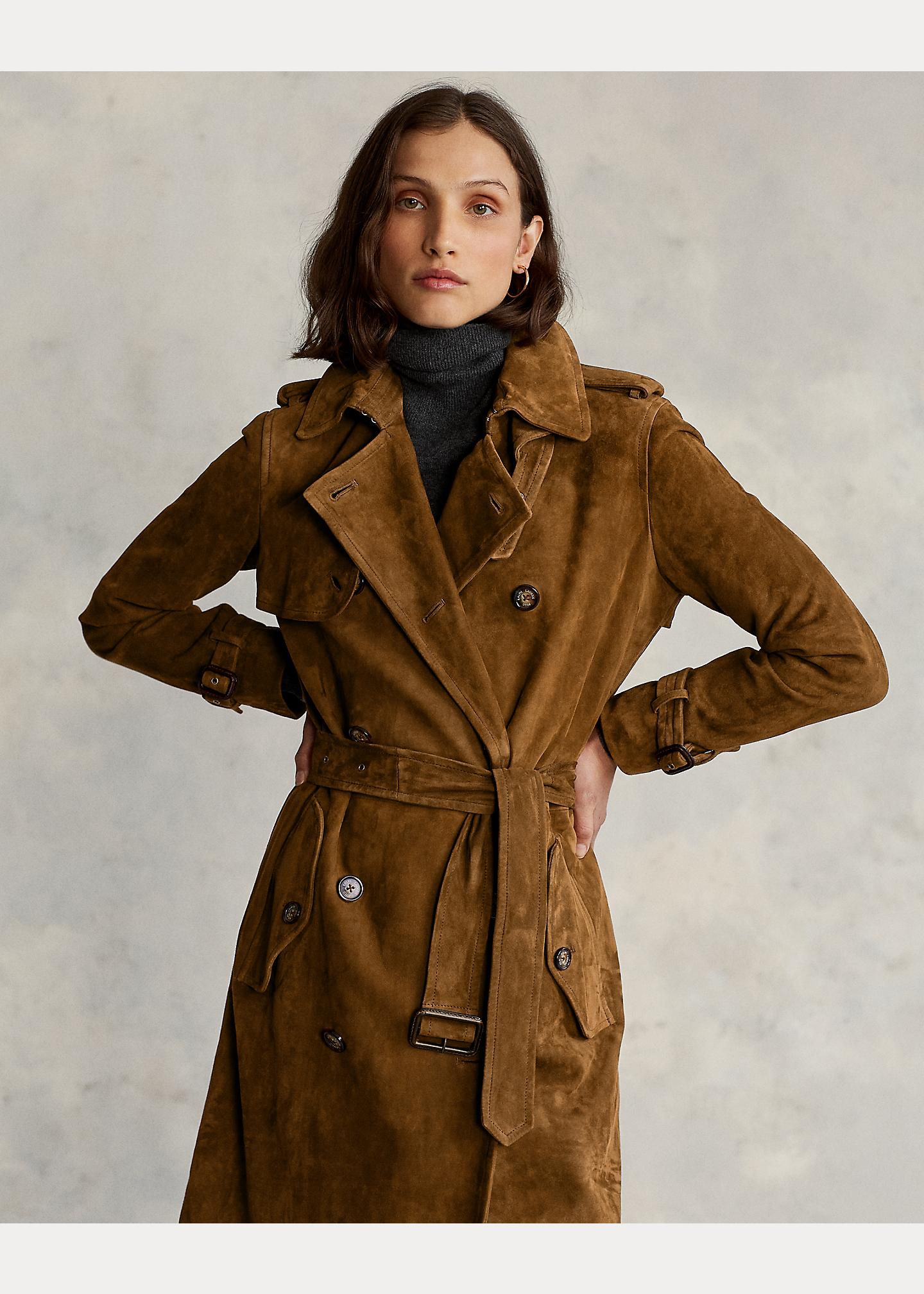 Trench in camoscio di Ralph Lauren in Marrone | Lyst