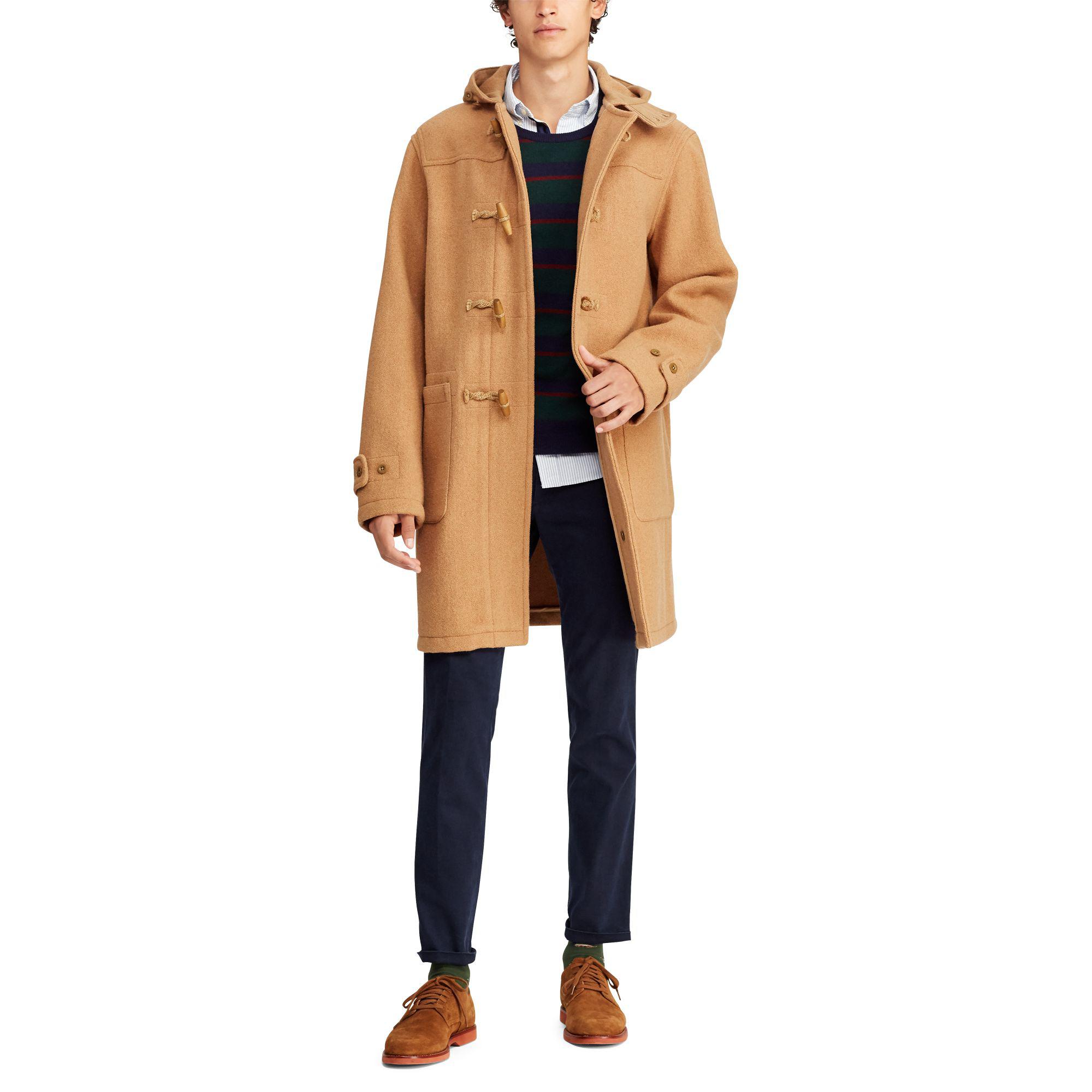 Polo Ralph Lauren Wool Twill Hooded Duffle Coat in Natural for Men | Lyst