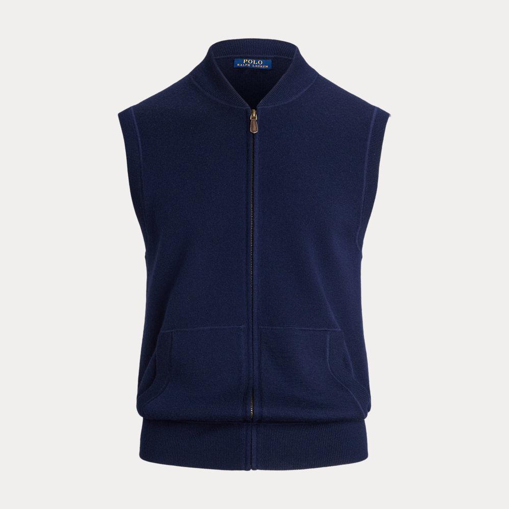 Polo Ralph Lauren Washable Wool Full-zip Sweater Vest in Blue for