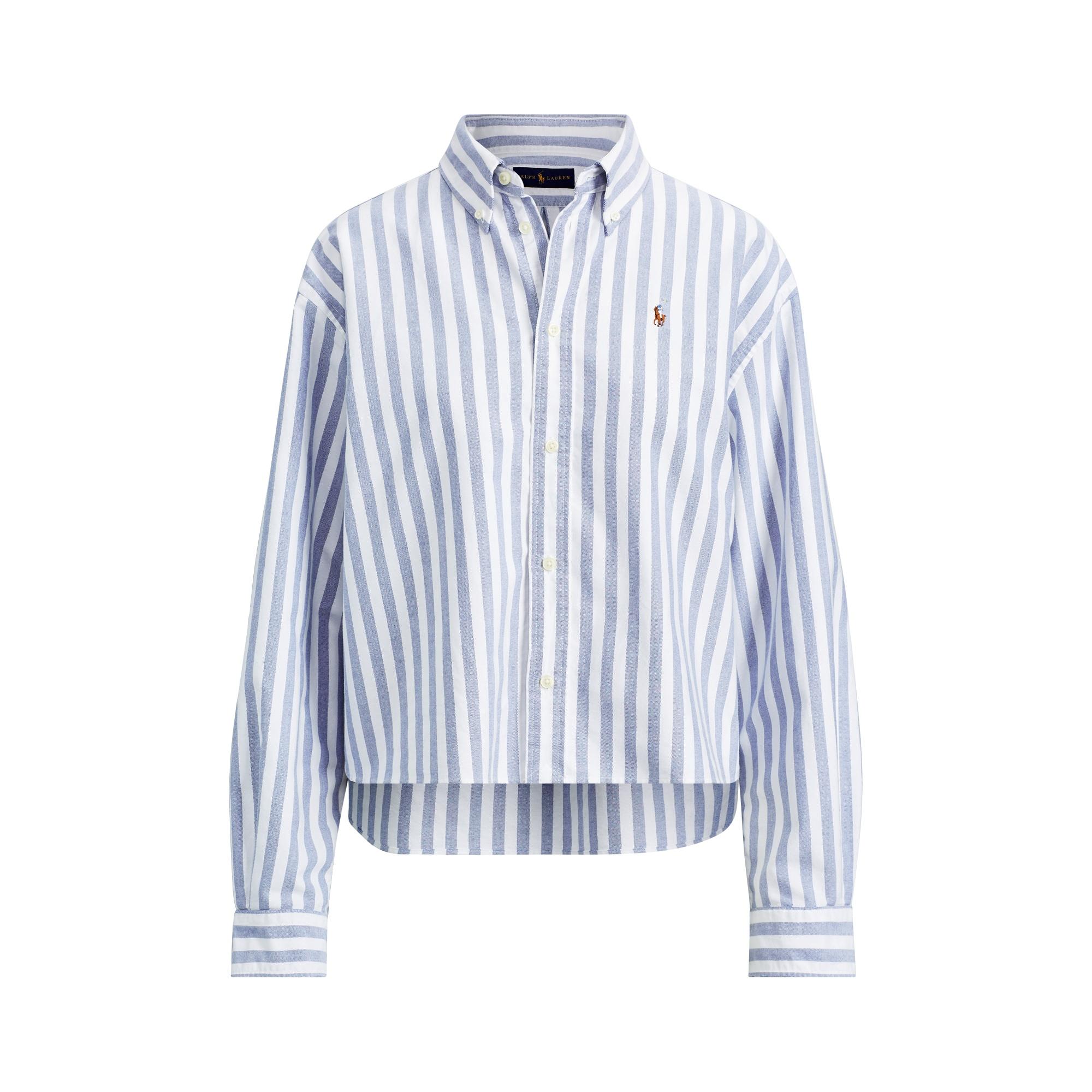 Polo Ralph Lauren Cropped Oxford Shirt in Blue | Lyst