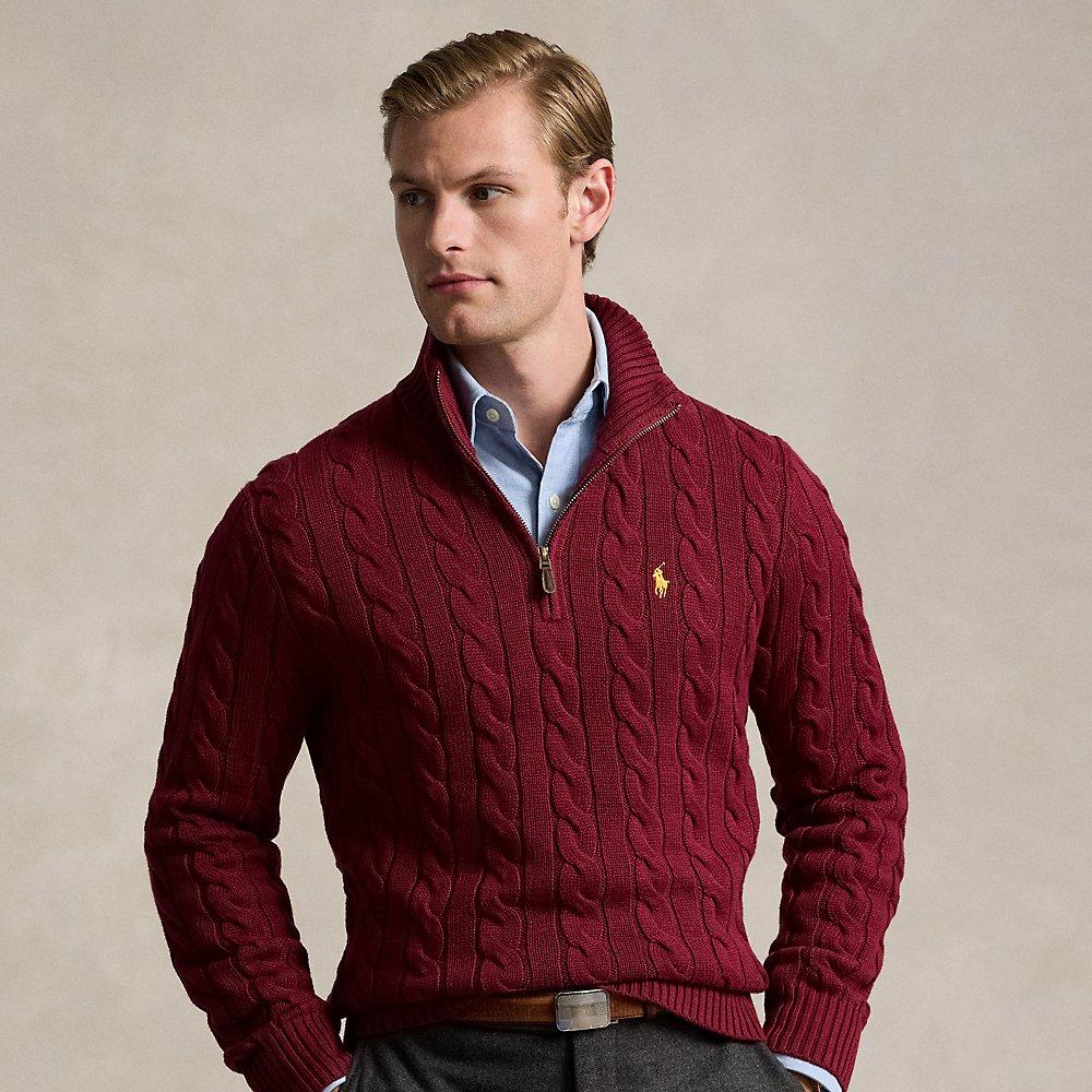 Polo Ralph Lauren Cable knit Cotton Quarter zip Sweater in Red for Men Lyst UK