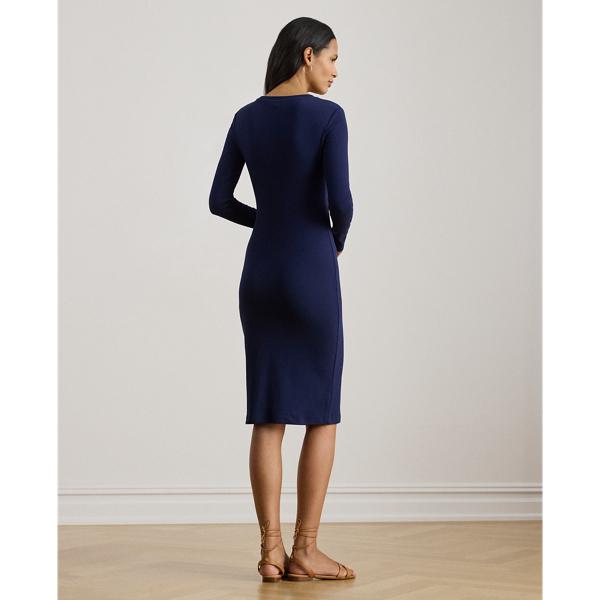 chinese dress ladies Pacific Blue Chambray Woven Collared Long Sleeve Shirt Dress main image 1