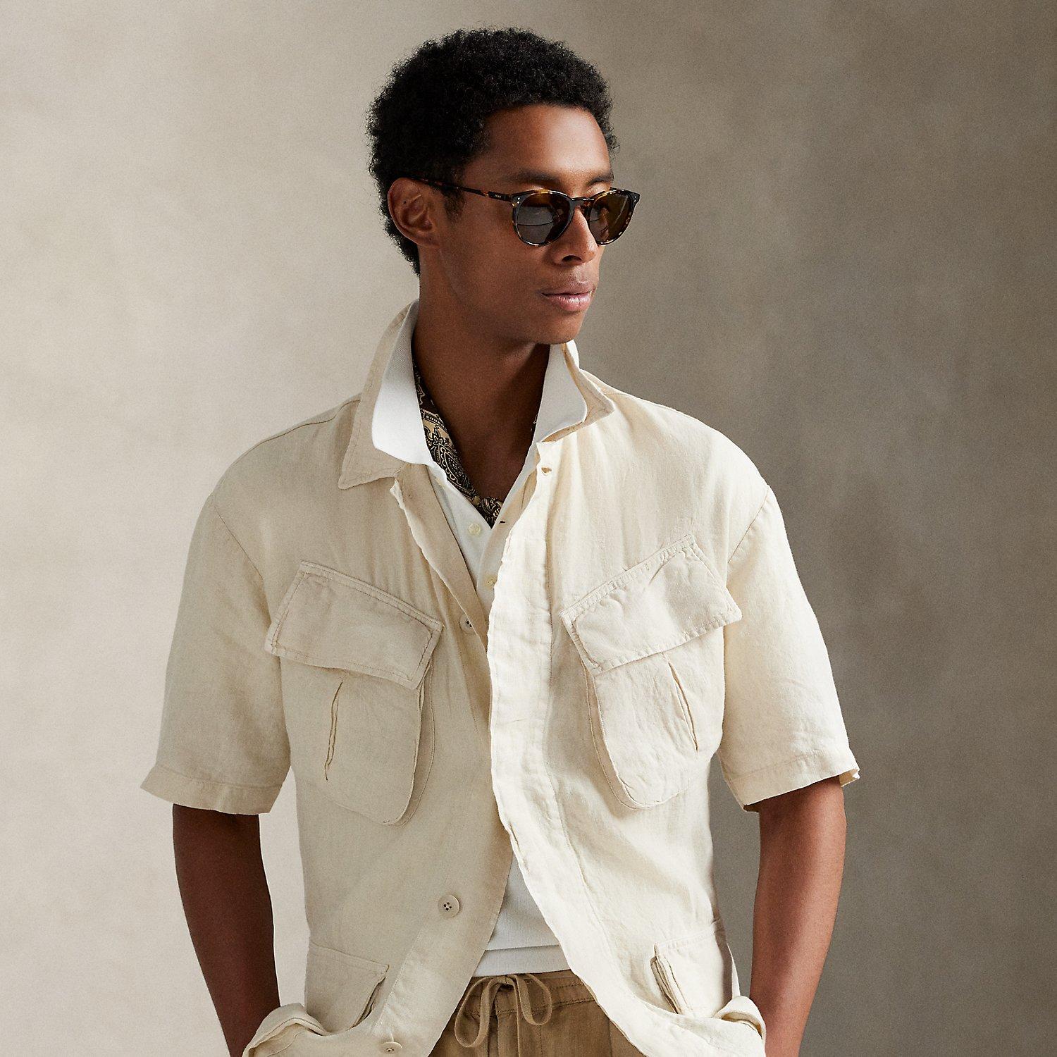 Ralph Lauren Garment-Dyed Slub Linen Overshirt in Natural for Men 