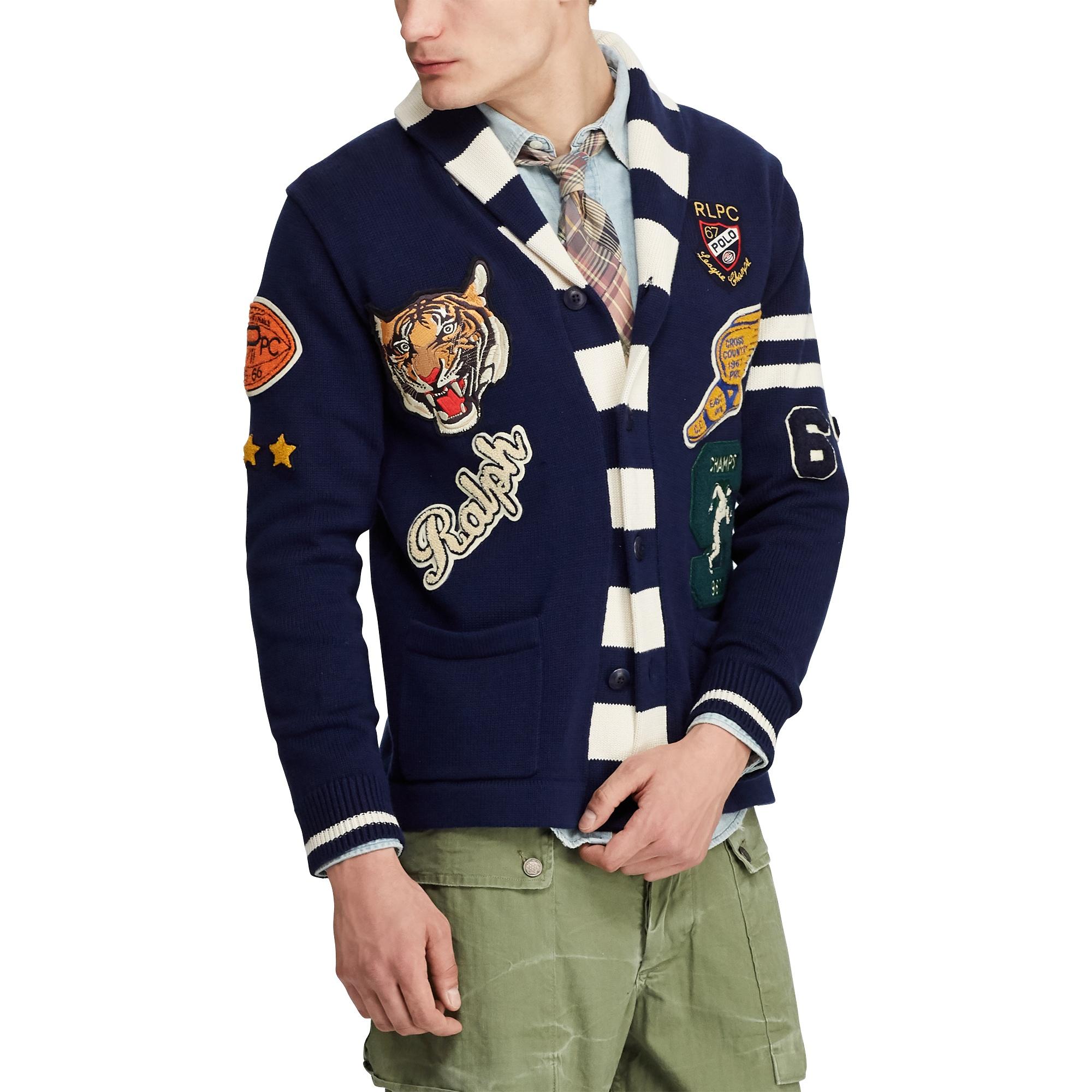 cotton letterman cardigan
