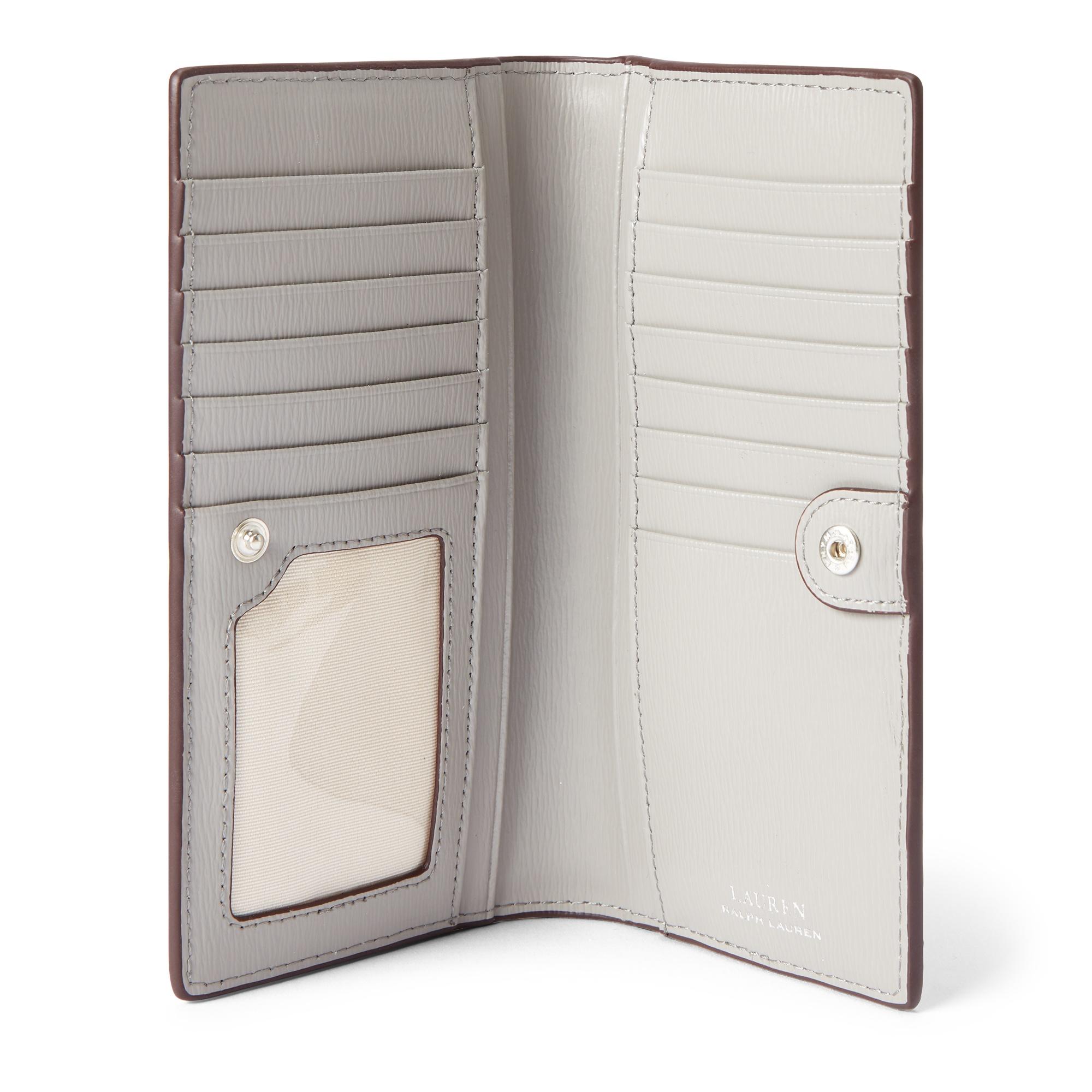 Ralph Lauren Saffiano Slim Leather Wallet in Gray - Lyst