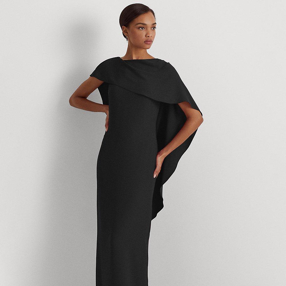 Lauren by Ralph Lauren Ralph Lauren Georgette Cape Gown in Black | Lyst